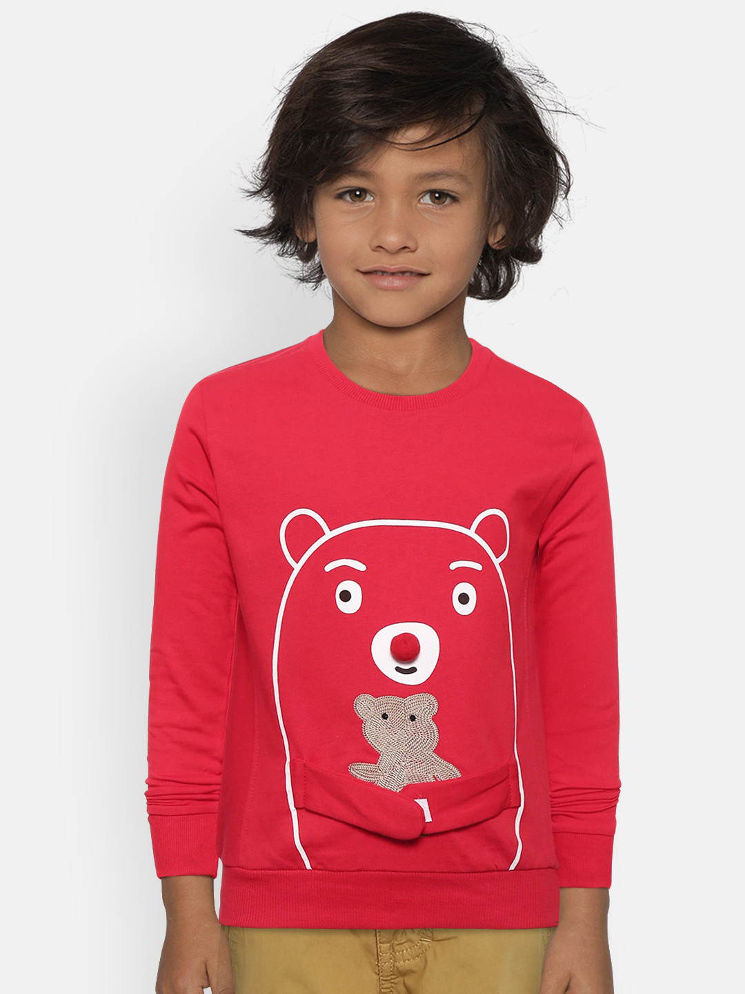 Nauti Nati Boys Red Printed Sweatshirt