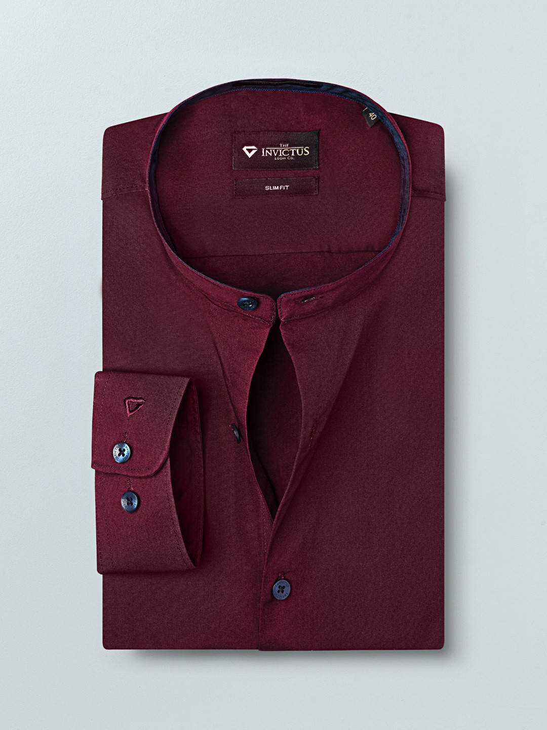 INVICTUS Men Burgundy Slim Fit Solid Stretch Formal Shirt