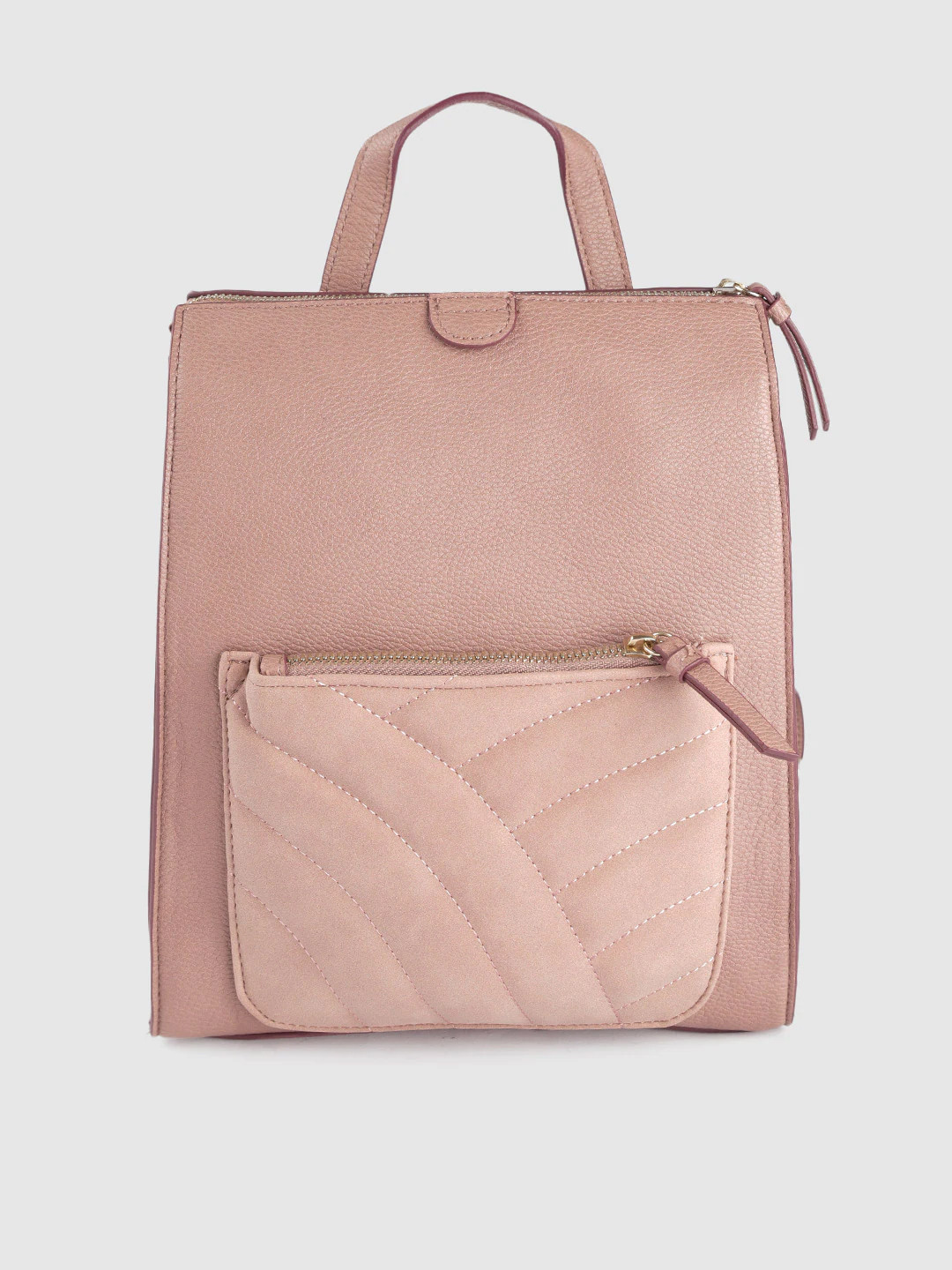 Accessorize Women Dusty Pink Solid Backpack