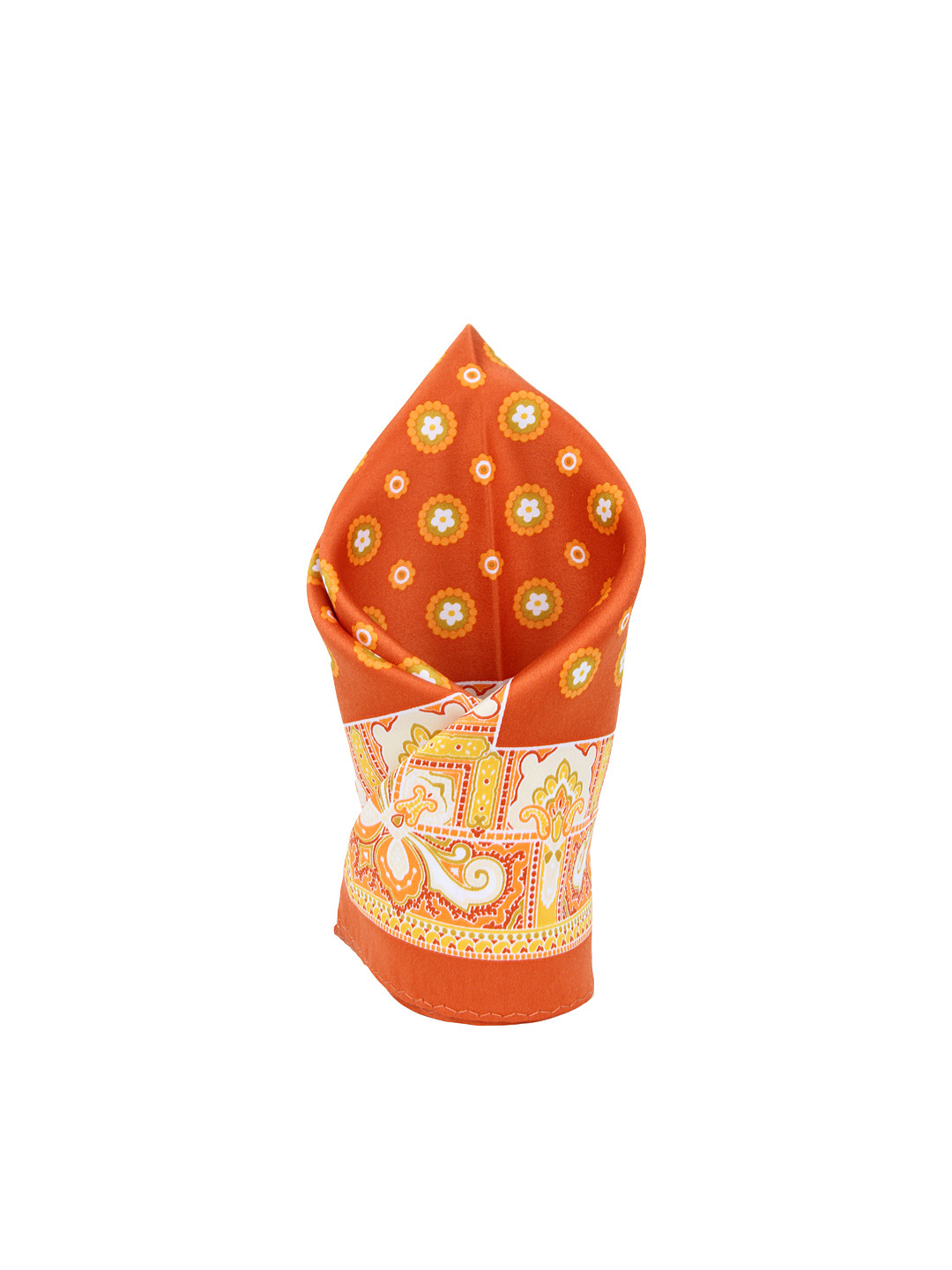 Alvaro Castagnino Orange Printed Pocket Square