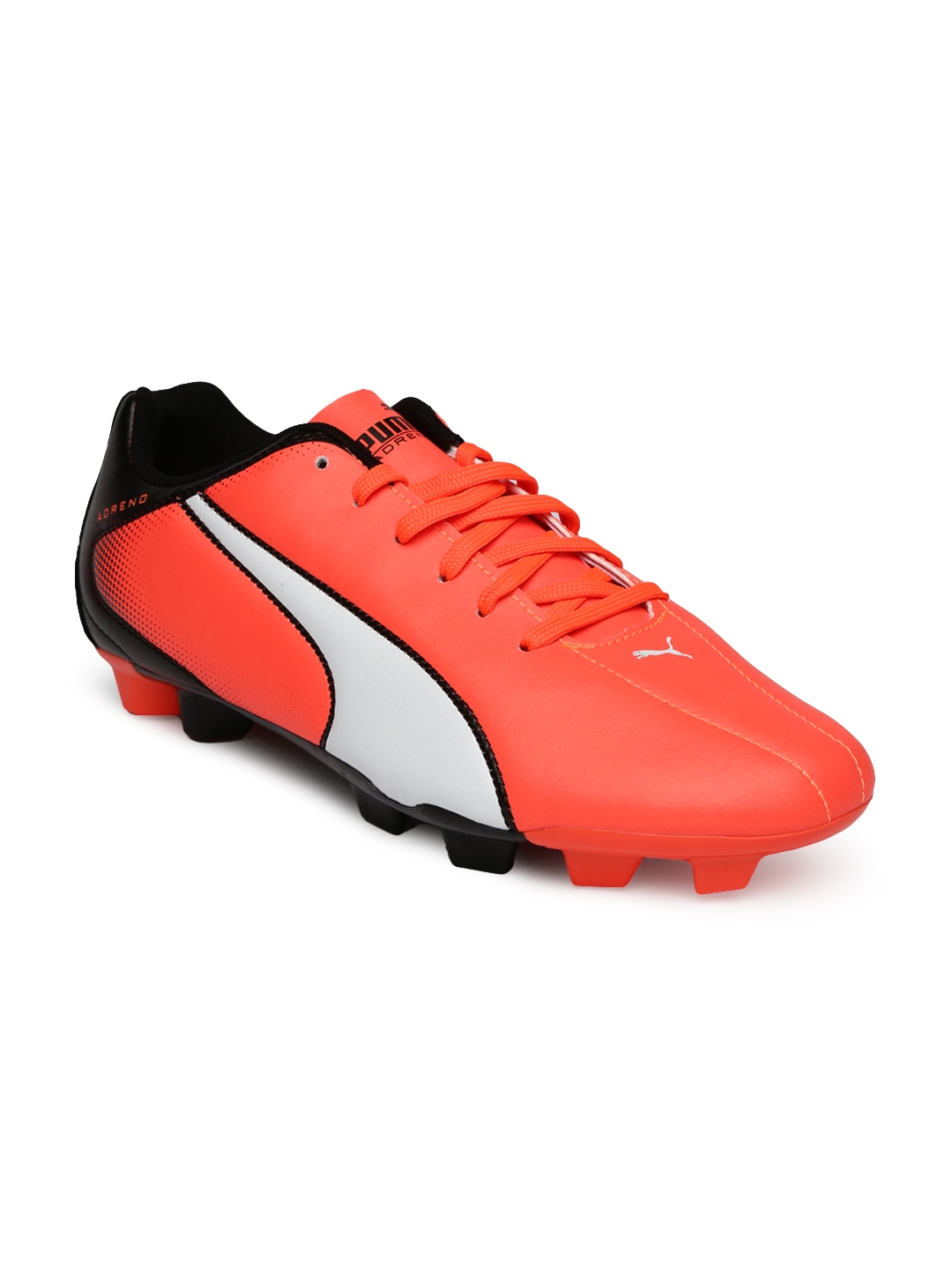 PUMA Men Neon Orange Black Printed Adreno FG Football Shoes
