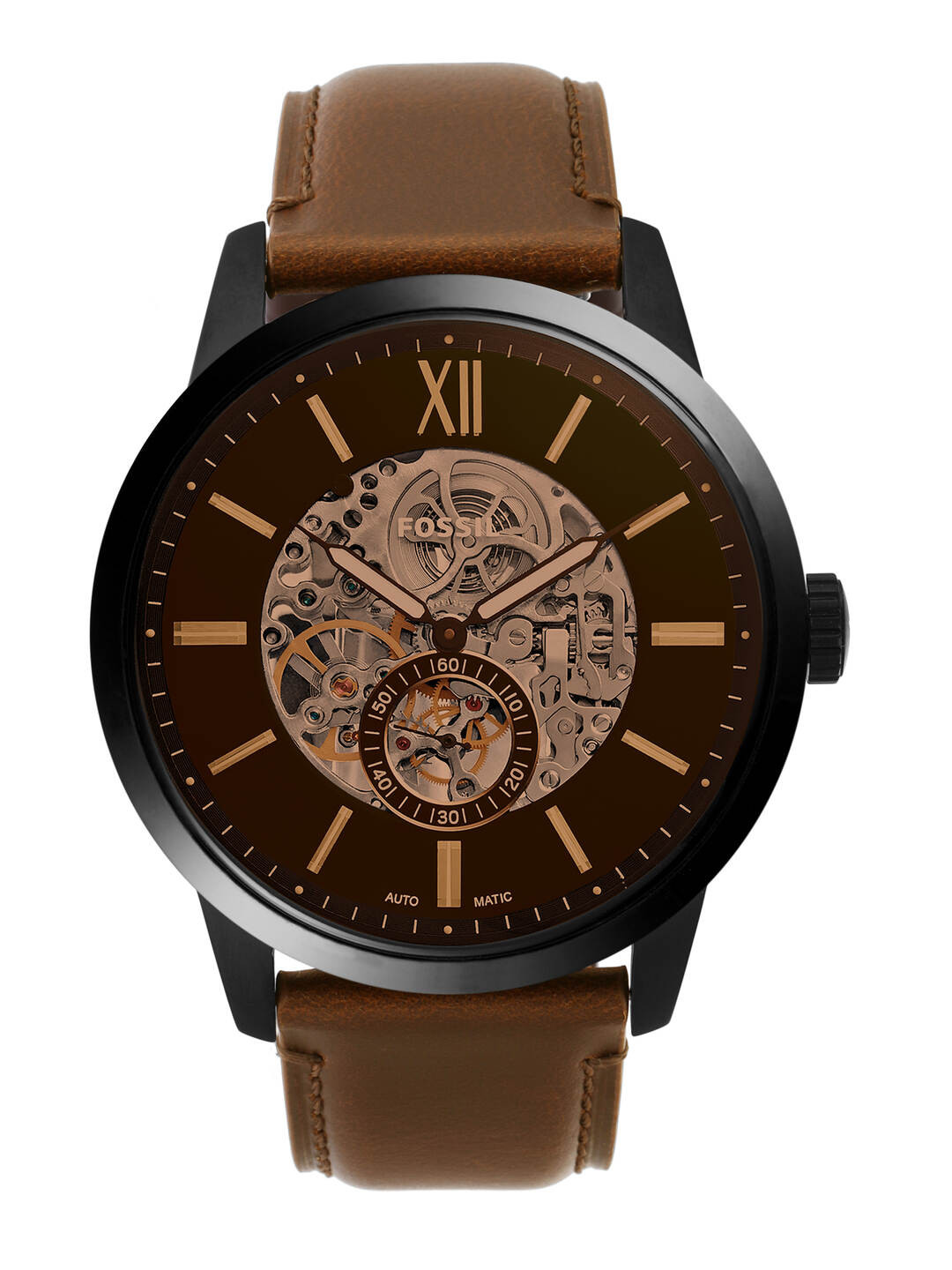 Fossil Men Brown Skeleton Analogue Watch ME3155