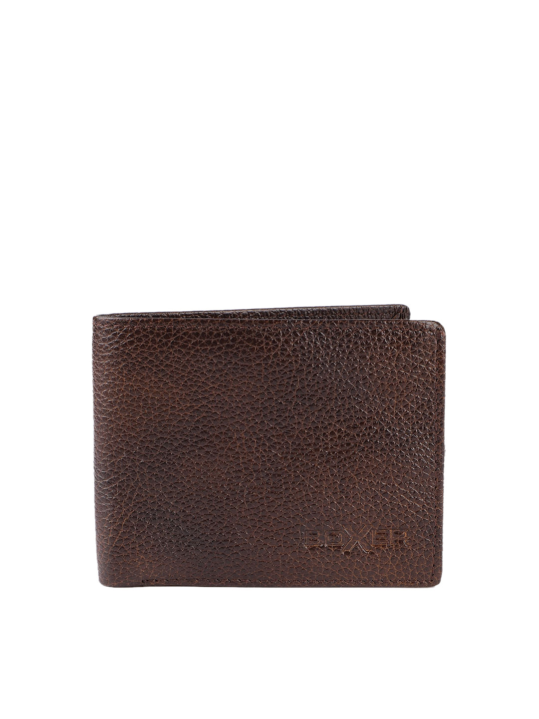 BOXER Men Brown Textured Leather Two Fold Wallet BW14