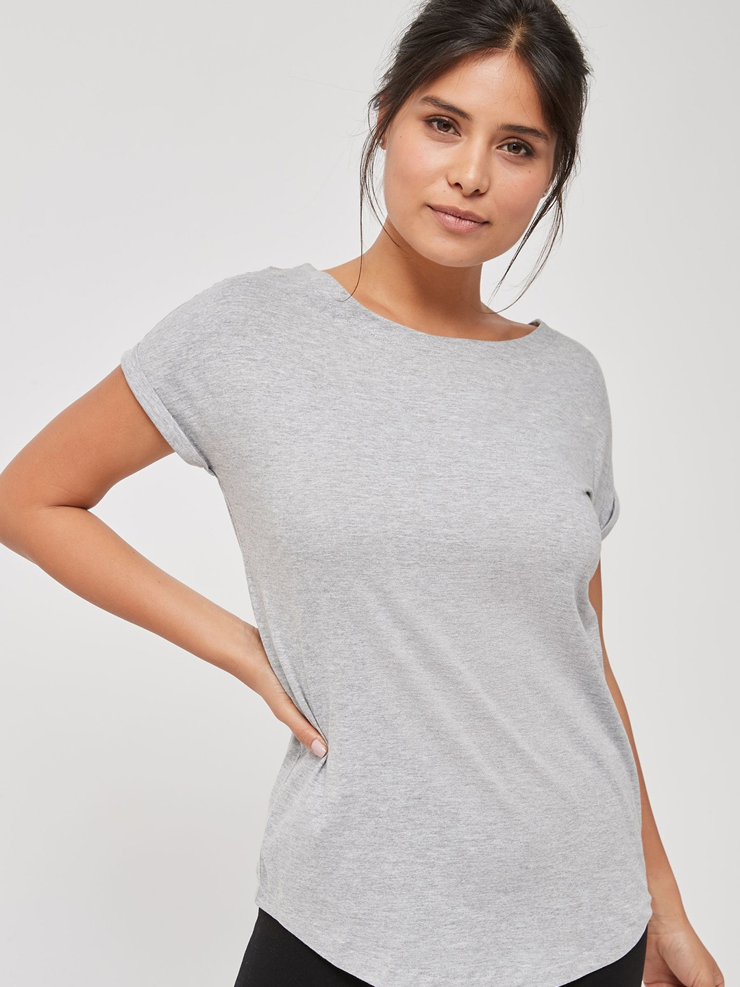 NEXT Grey Solid Round Neck T-shirt