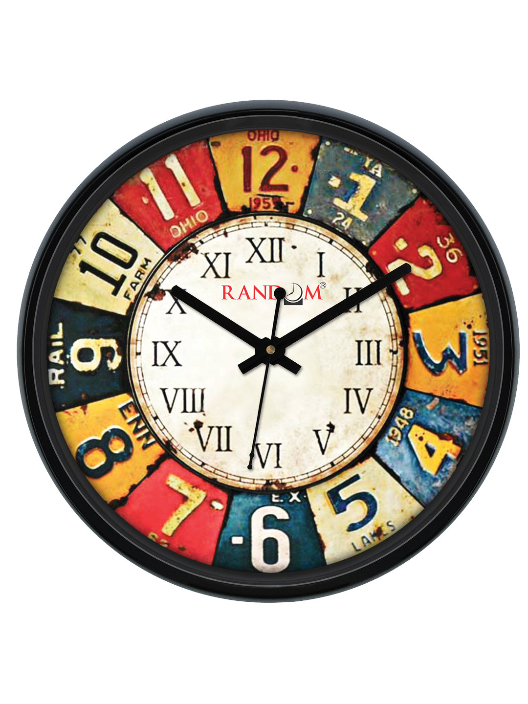 RANDOM Multicoloured Round Printed Analogue Wall Clock 30 cm