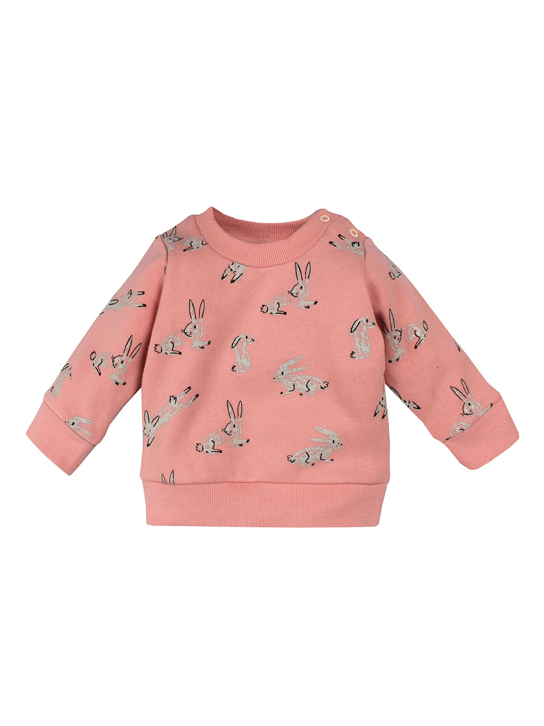 Nino Bambino Girls Organic Cotton Pink Printed Sustainable Sweatshirt