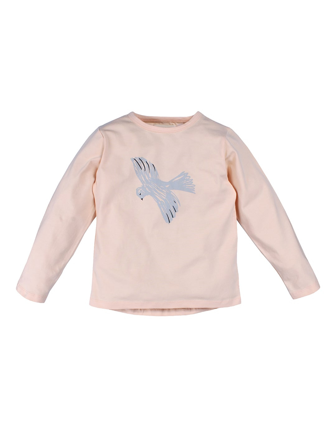 Nino Bambino Girls Peach-Coloured Printed Round Neck Organic Cotton Sustainable T-shirt