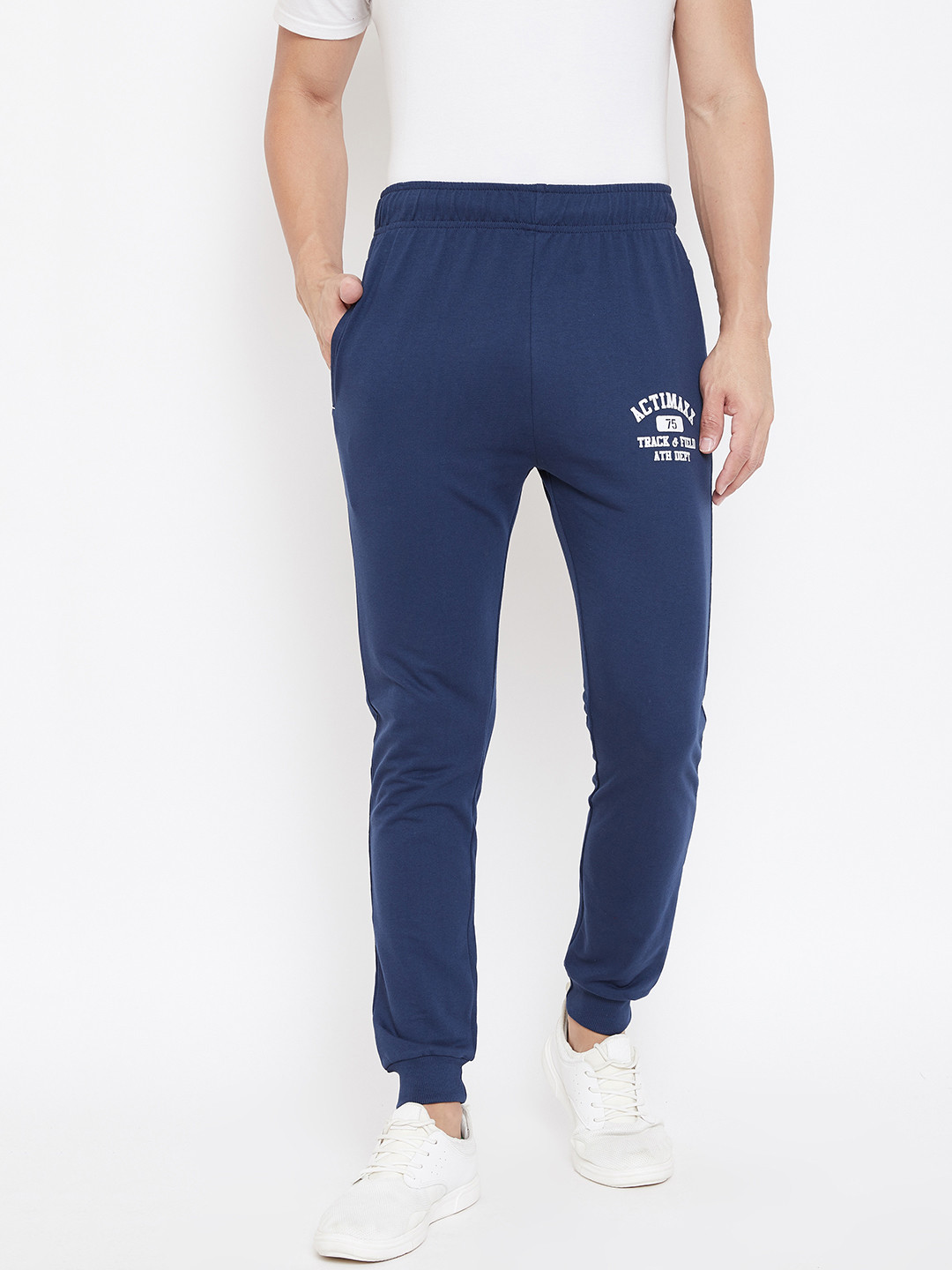 ACTIMAXX Men Navy Blue Solid Slim fit Joggers