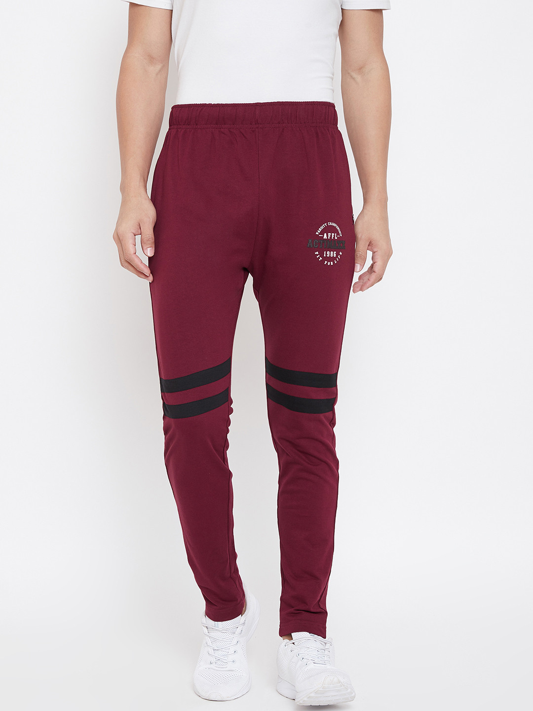 ACTIMAXX Men Maroon Solid Tapered Fit Fashion Track Pants