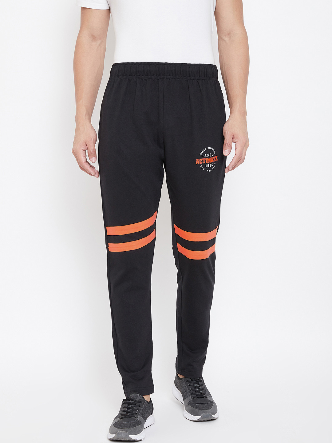 ACTIMAXX Men Black Solid Tapered Fit Fashion Track Pants