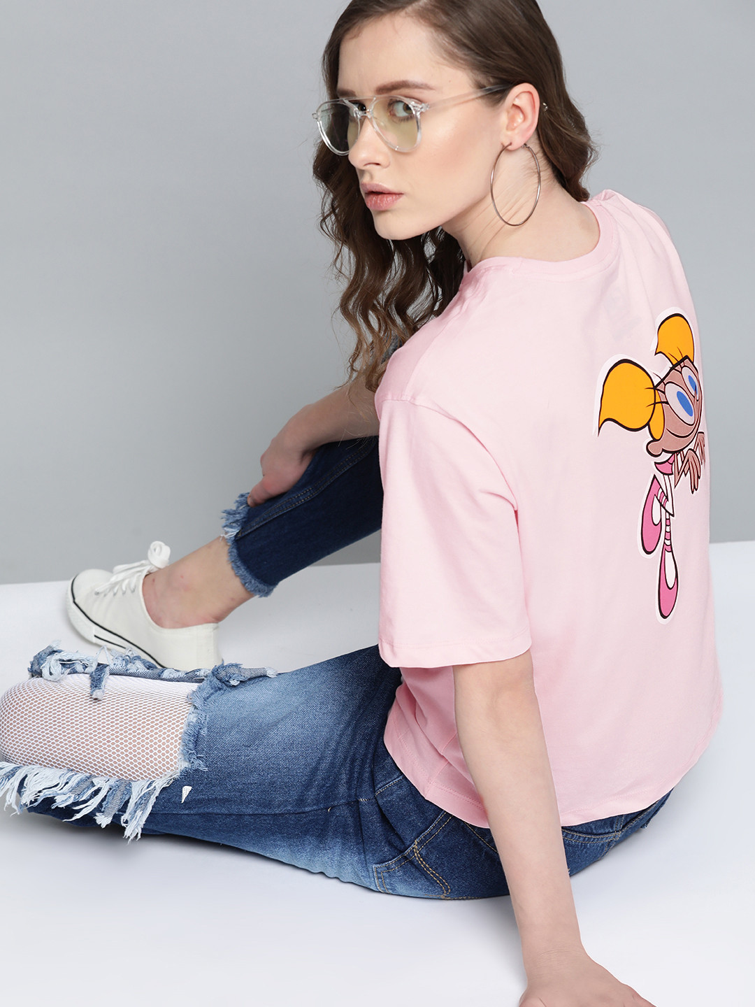 Dexter by Kook N Keech Women Pink Printed Relaxed Round Neck T-shirt