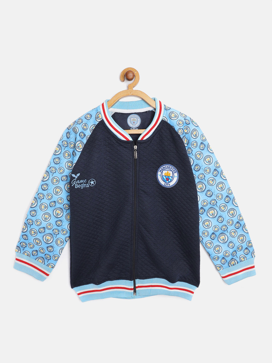 GAME BEGINS Boys Blue Quilted Patterned Pure Cotton Sweatshirt