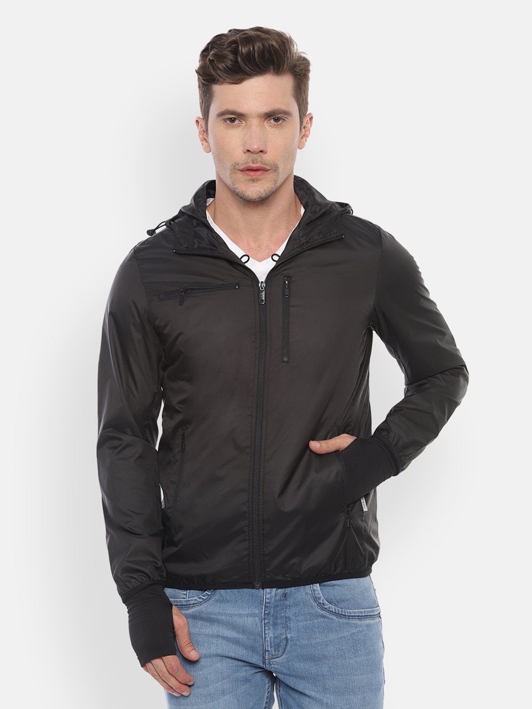 Van Heusen Men Solid Open Front Jacket Jacket