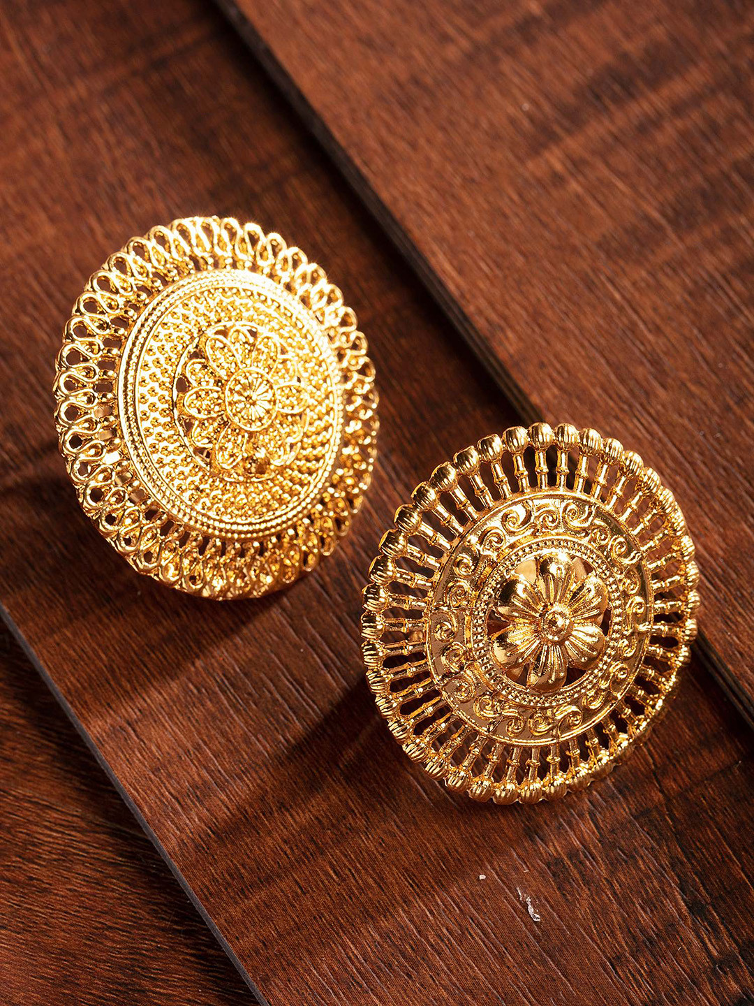 Zaveri Pearls Set Of 2 Gold-Plated Adjustable Finger Rings