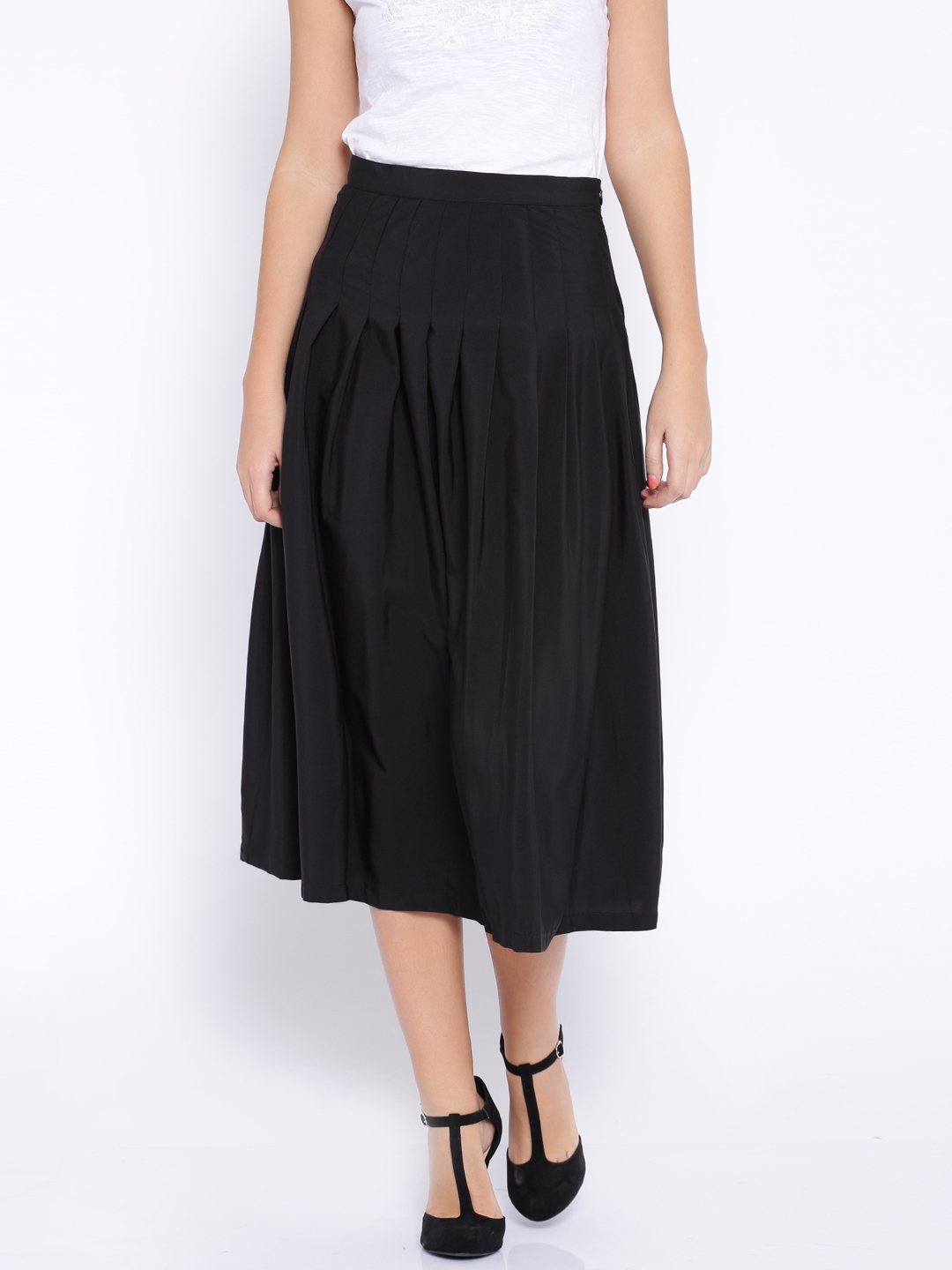 charcoal grey pleated skirt long