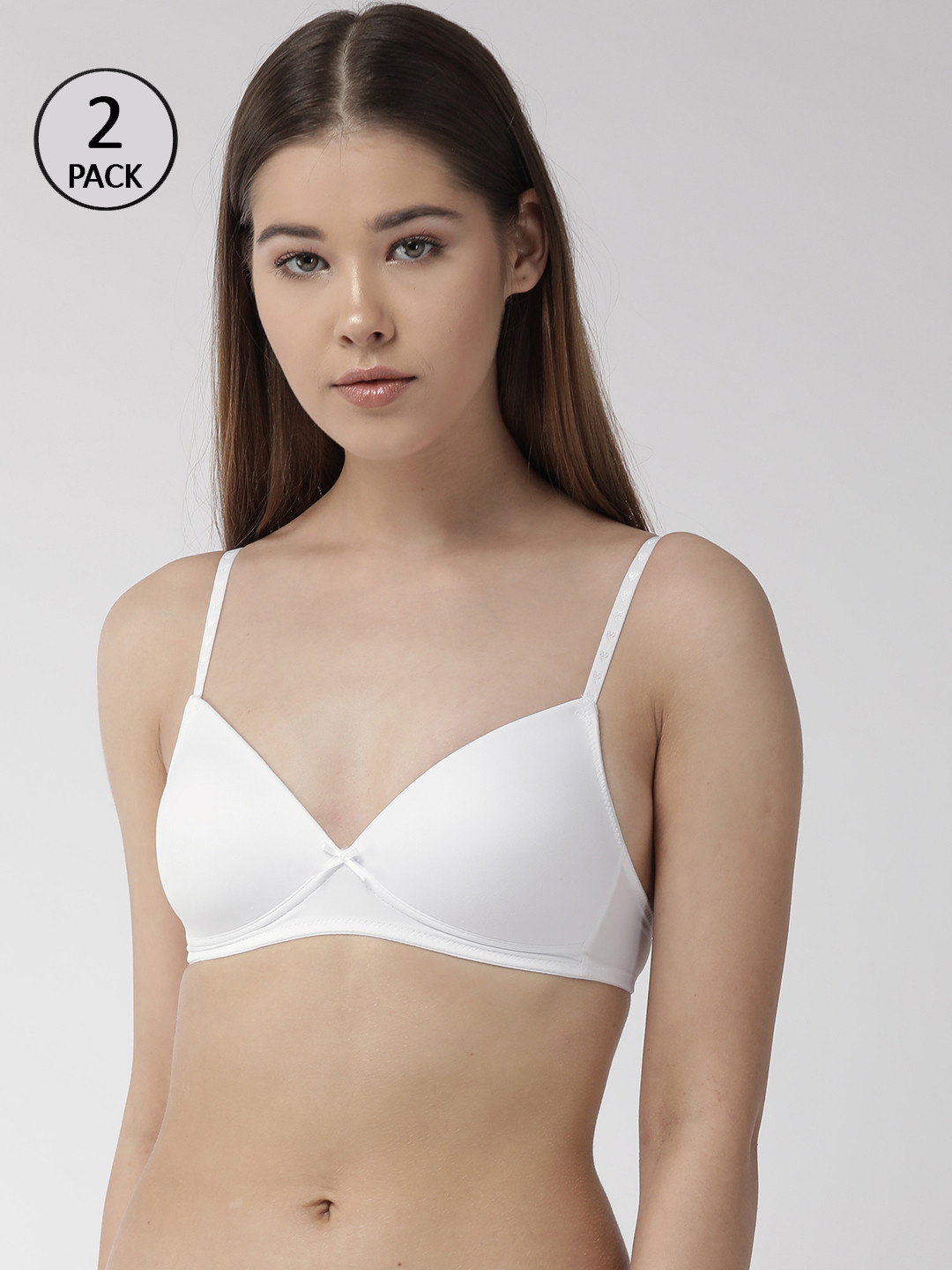 Marks & Spencer Pack of 2 White Solid Non-Wired Lightly Padded Everyday Bras T339132A