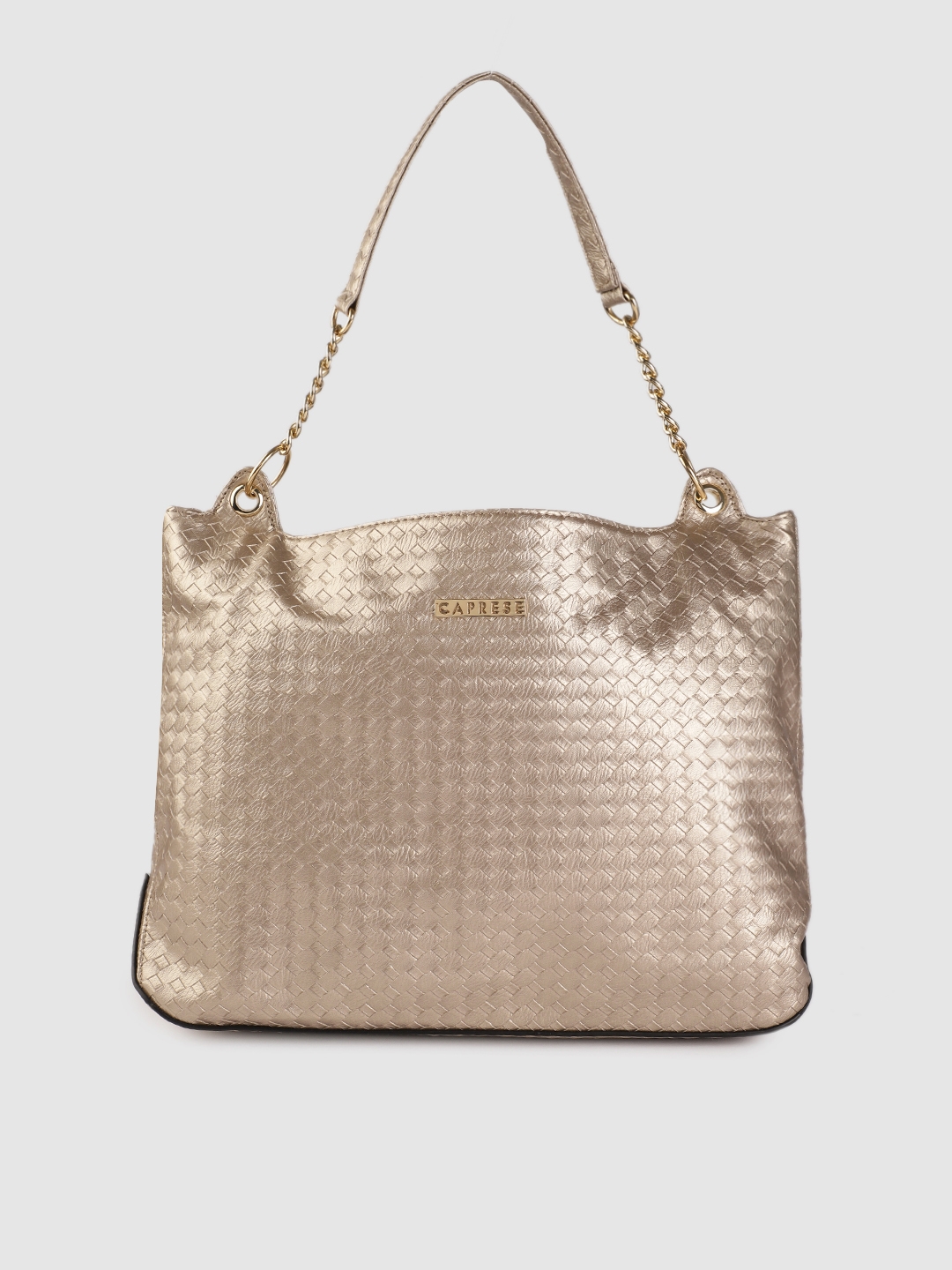 Caprese Gold Toned Textured Hobo Bag