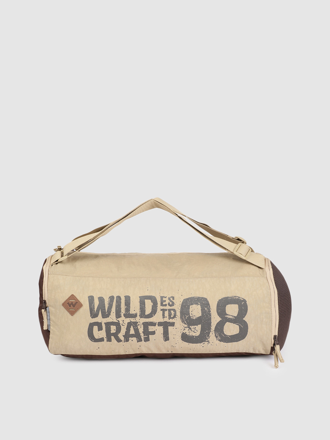 Wildcraft Unisex Beige & Brown Printed Gym Duffel Bag