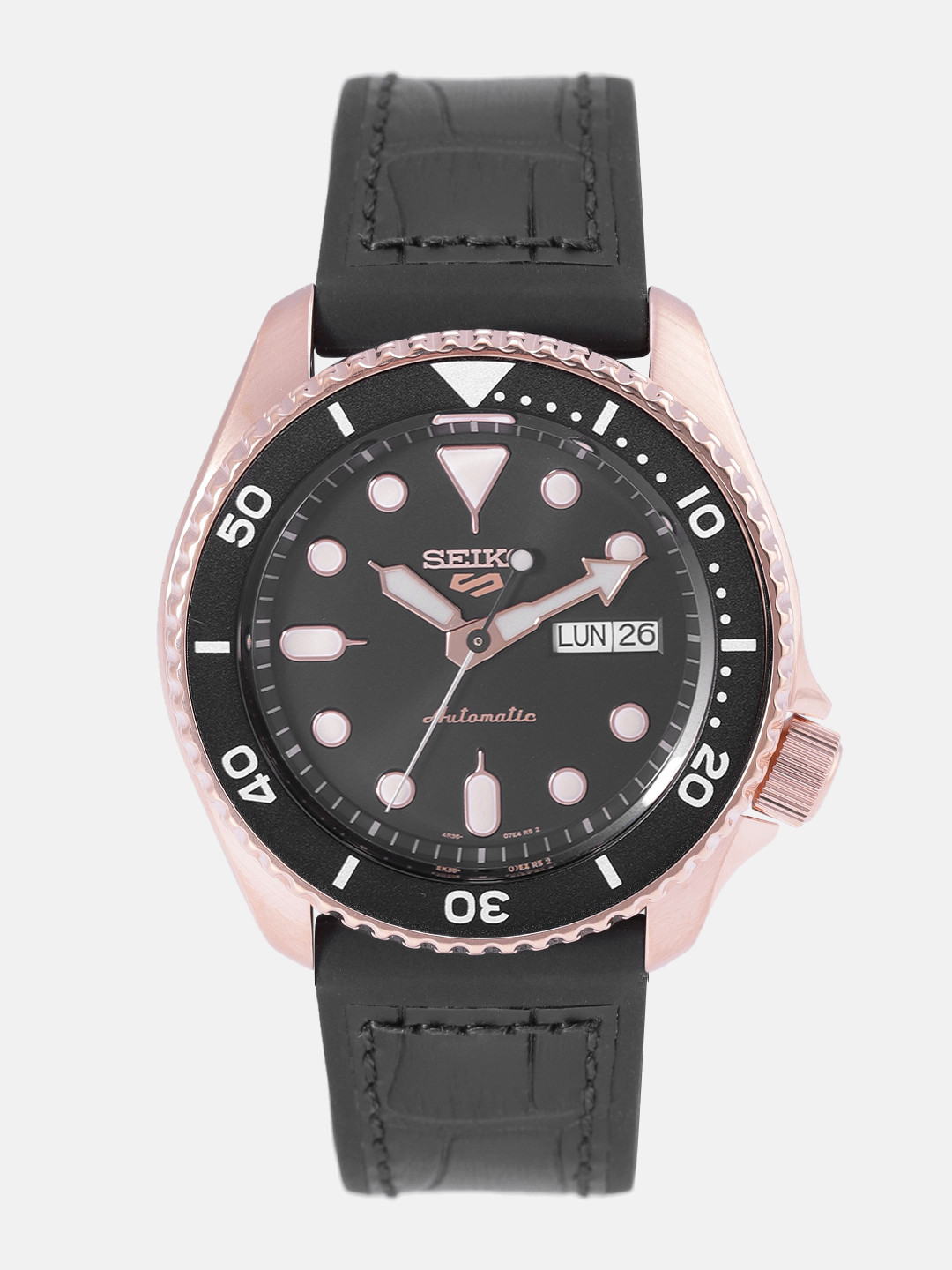 SEIKO Men Black Automatic Skeleton Analogue Watch SRPD76K1