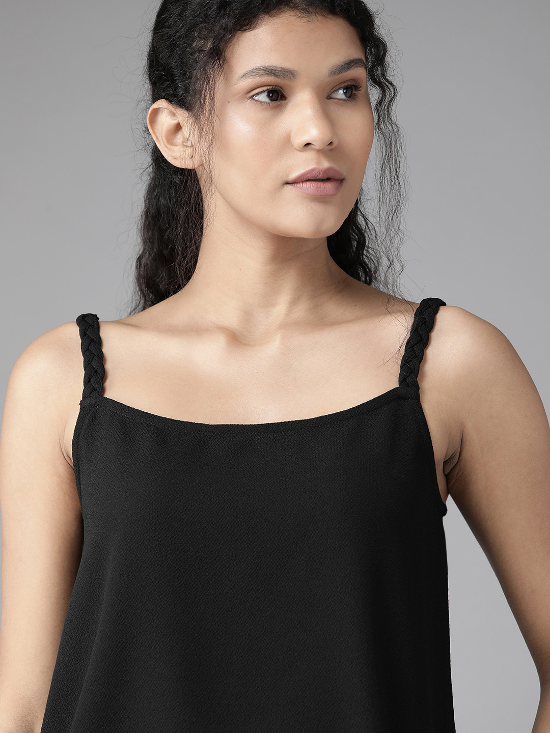 The Roadster Lifestyle Co Black Top with Braided Detail