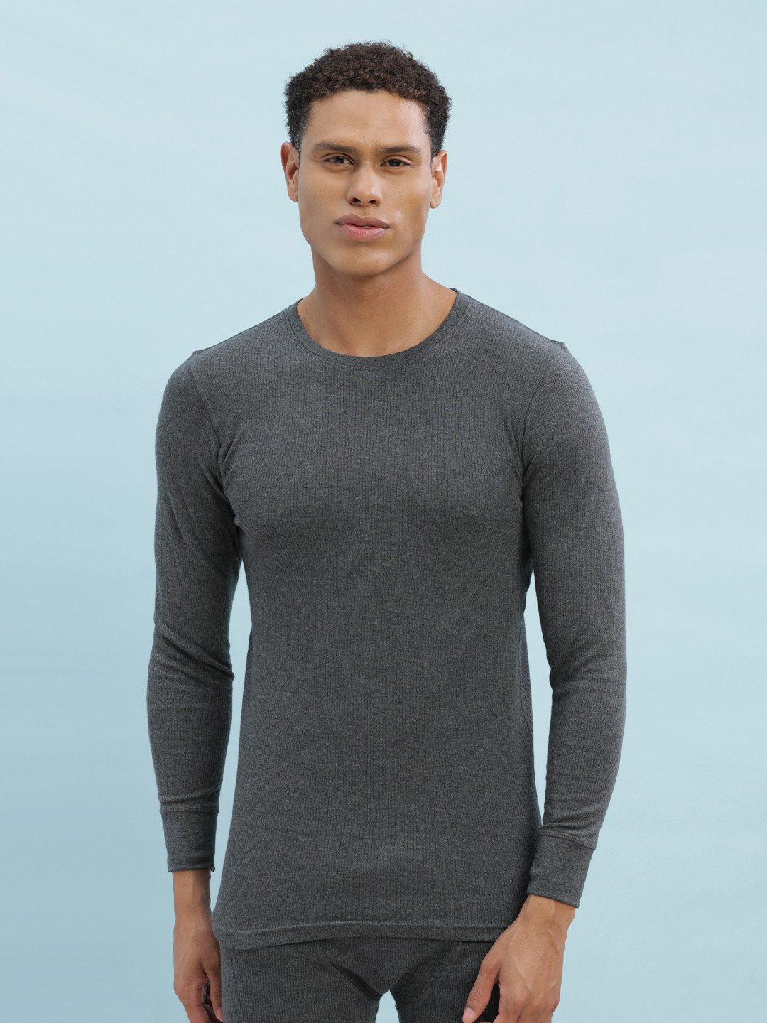Force NXT Men Charcoal Grey Solid Assorted Thermal Top