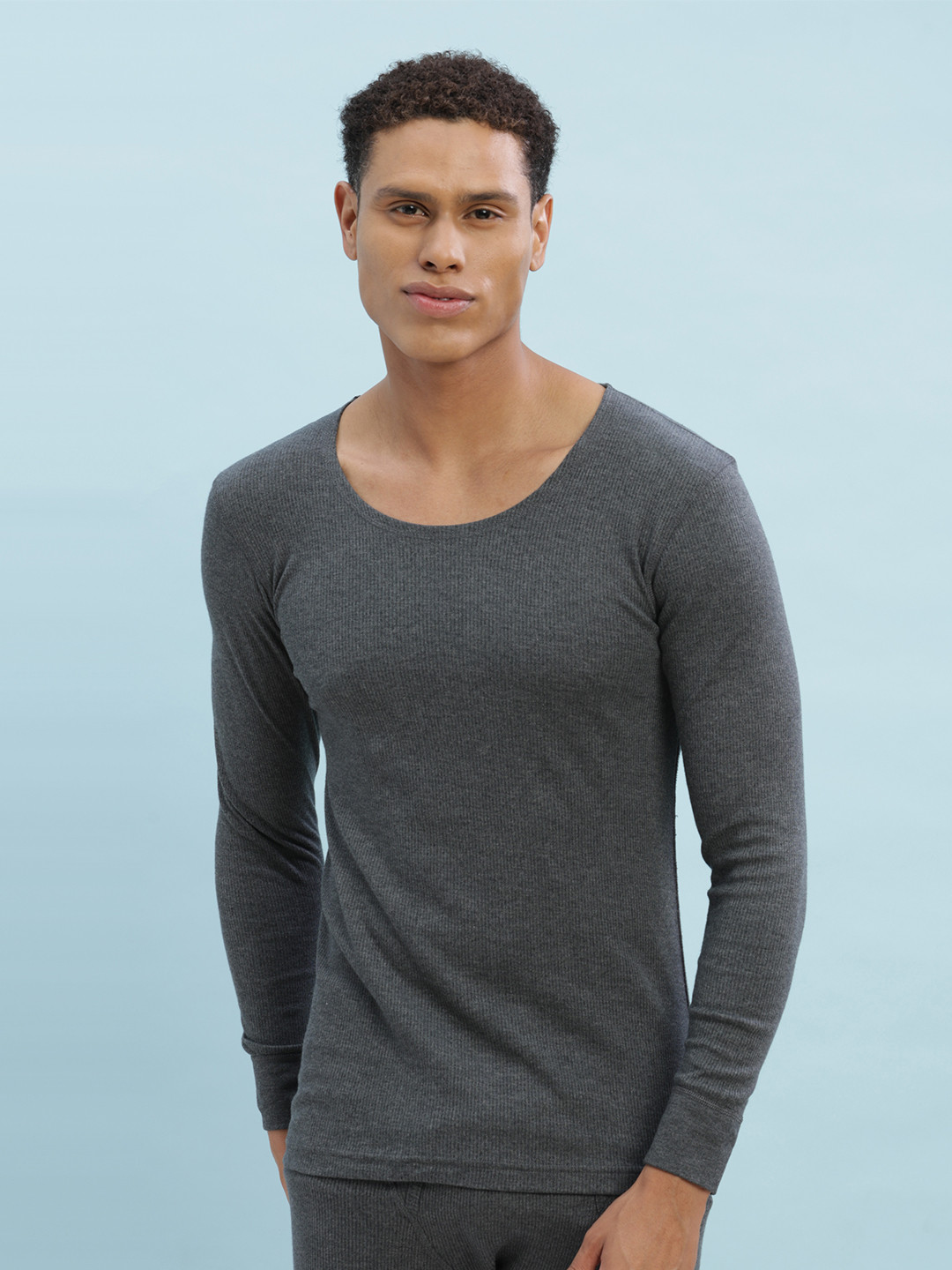Force NXT Men Charcoal Grey Solid Assorted Thermal Top