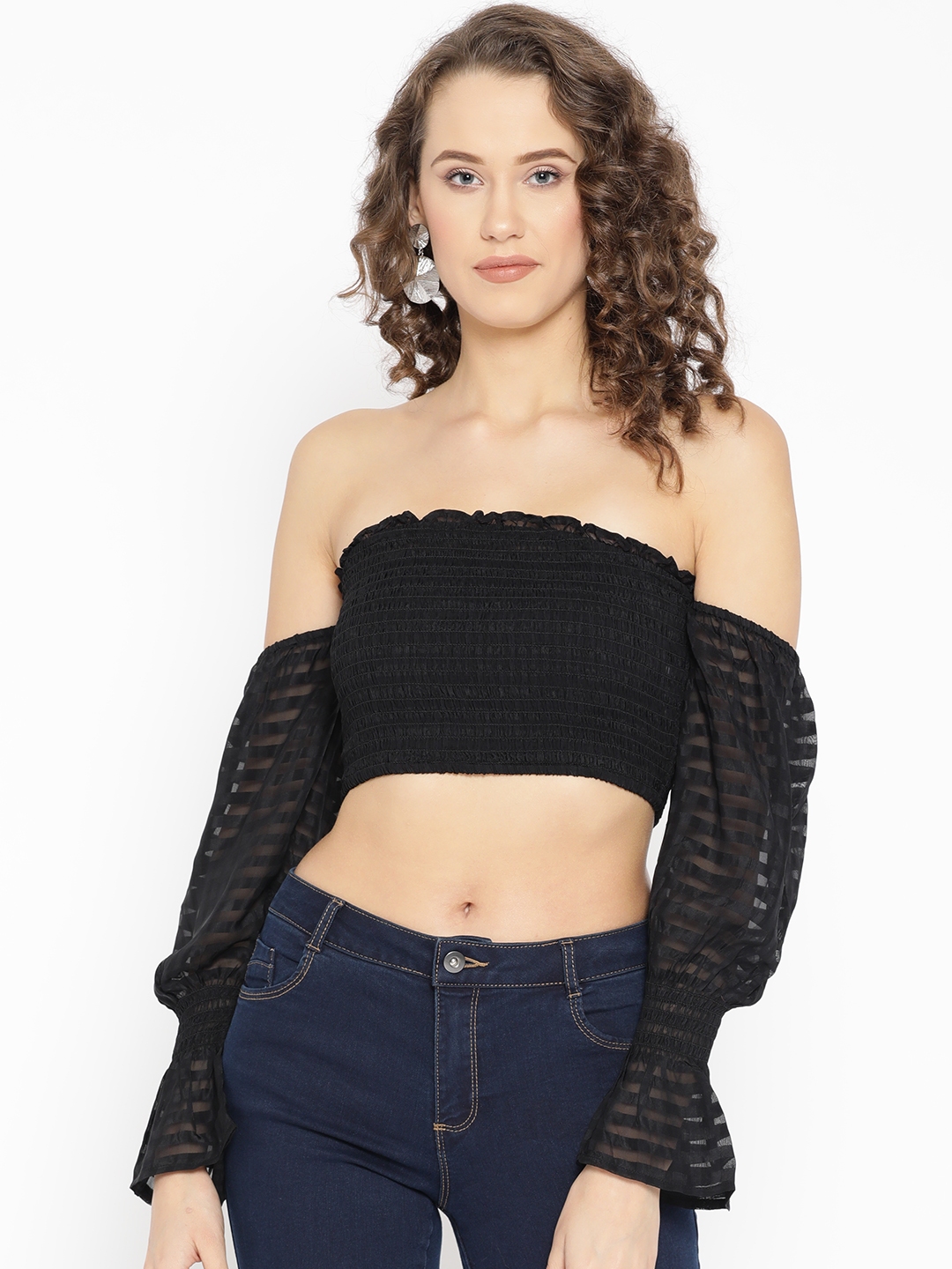 smocked bardot top