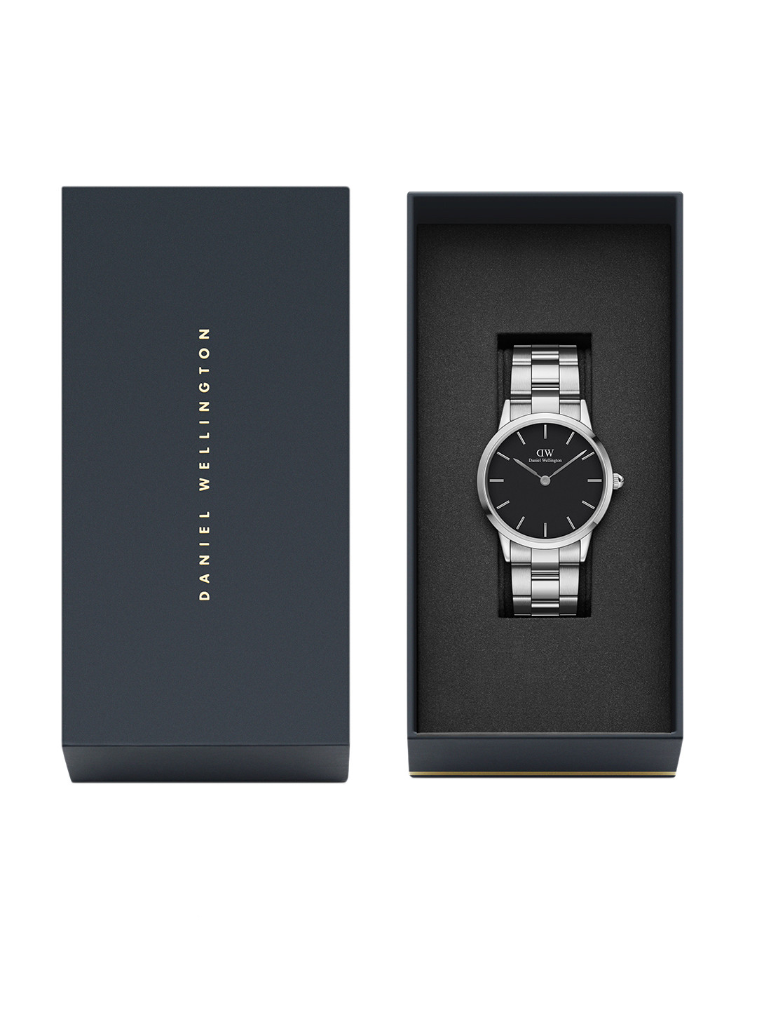 Daniel Wellington Iconic Link Unisex 36mm Silver Dial Black Watch DW00100204