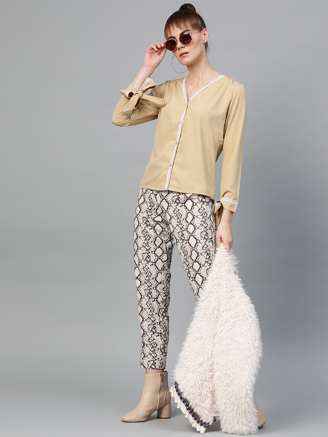 Popnetic Women Beige Solid Top