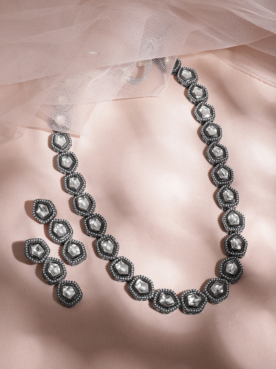 Rubans White & Silver-Plated Jewellery Set