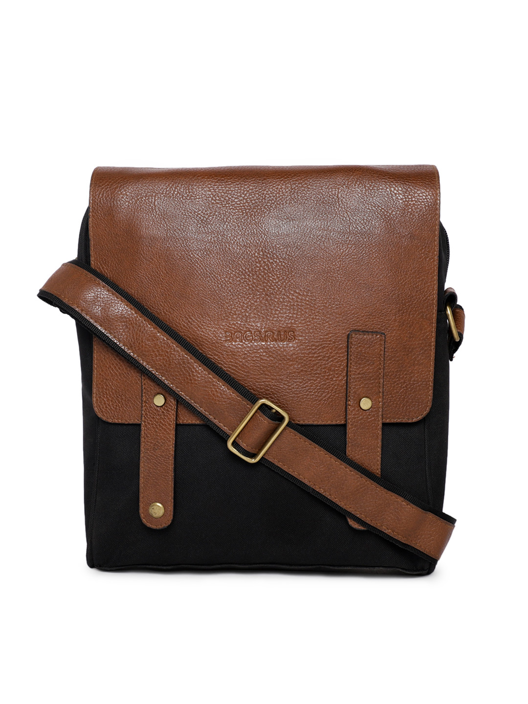 Bags.R.us Unisex Black & Tan Brown Solid Messenger Bag