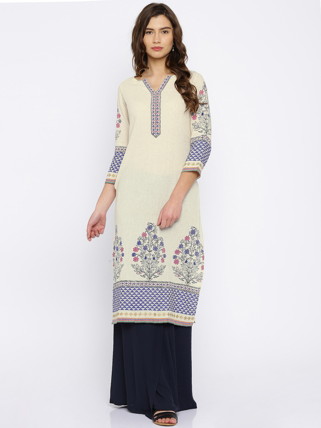 Vishudh Beige Printed Kurta
