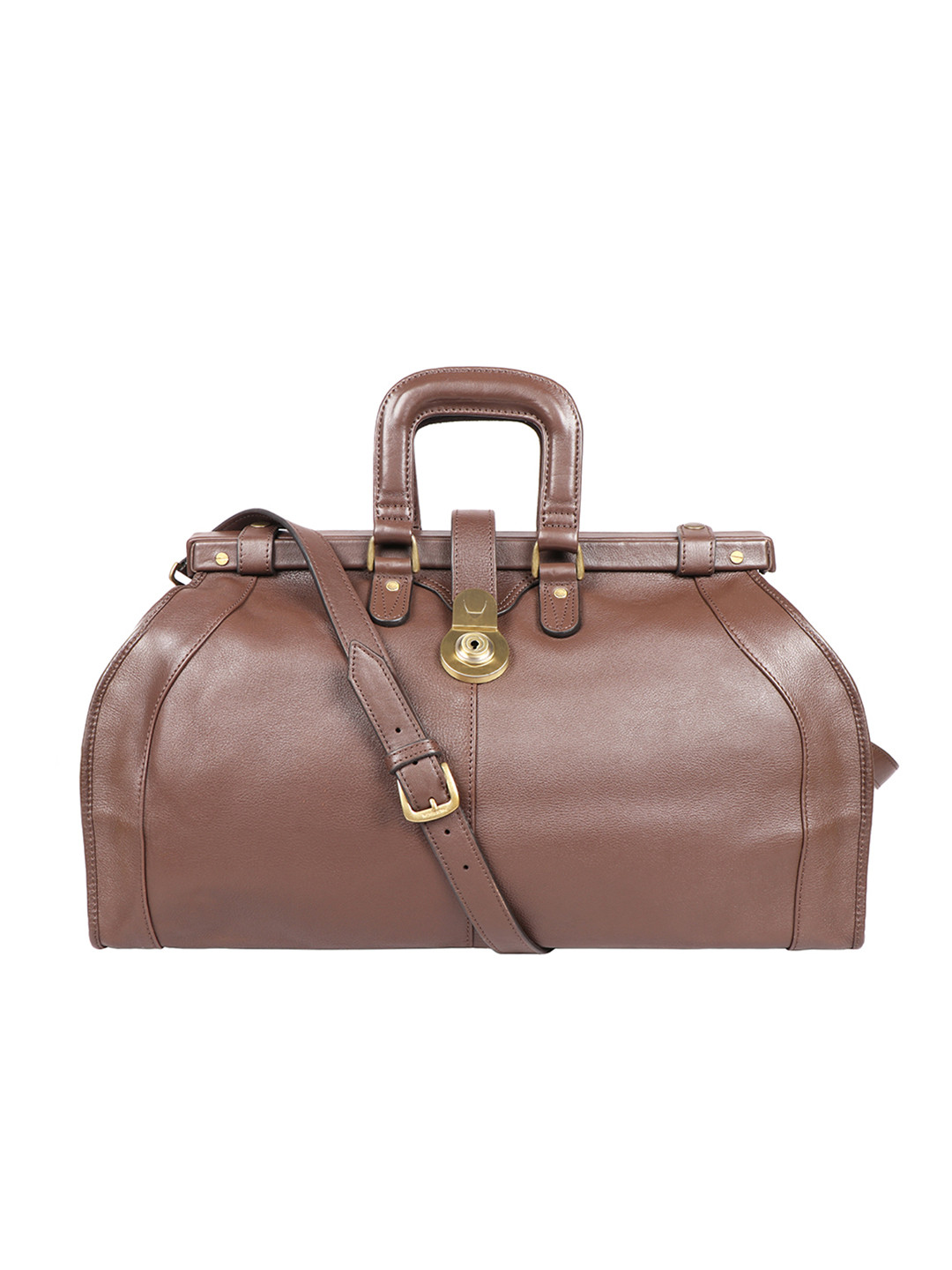 Hidesign Men Brown Solid Leather Safari Soweto Duffel Bag