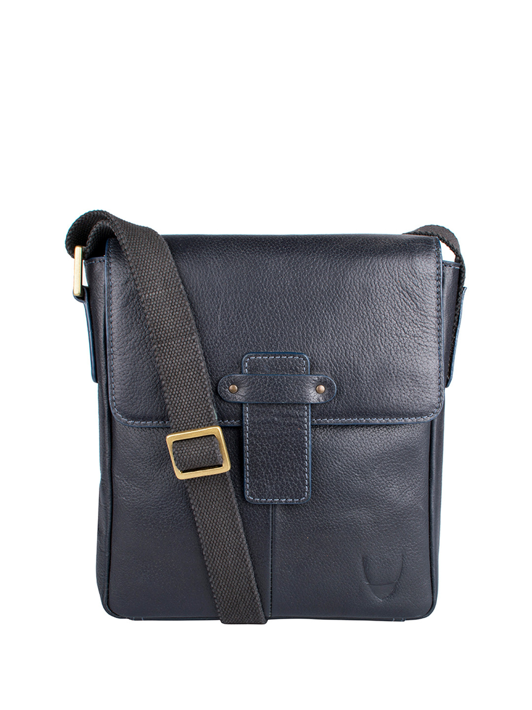 Hidesign Men Blue Solid Leather Messenger Bag