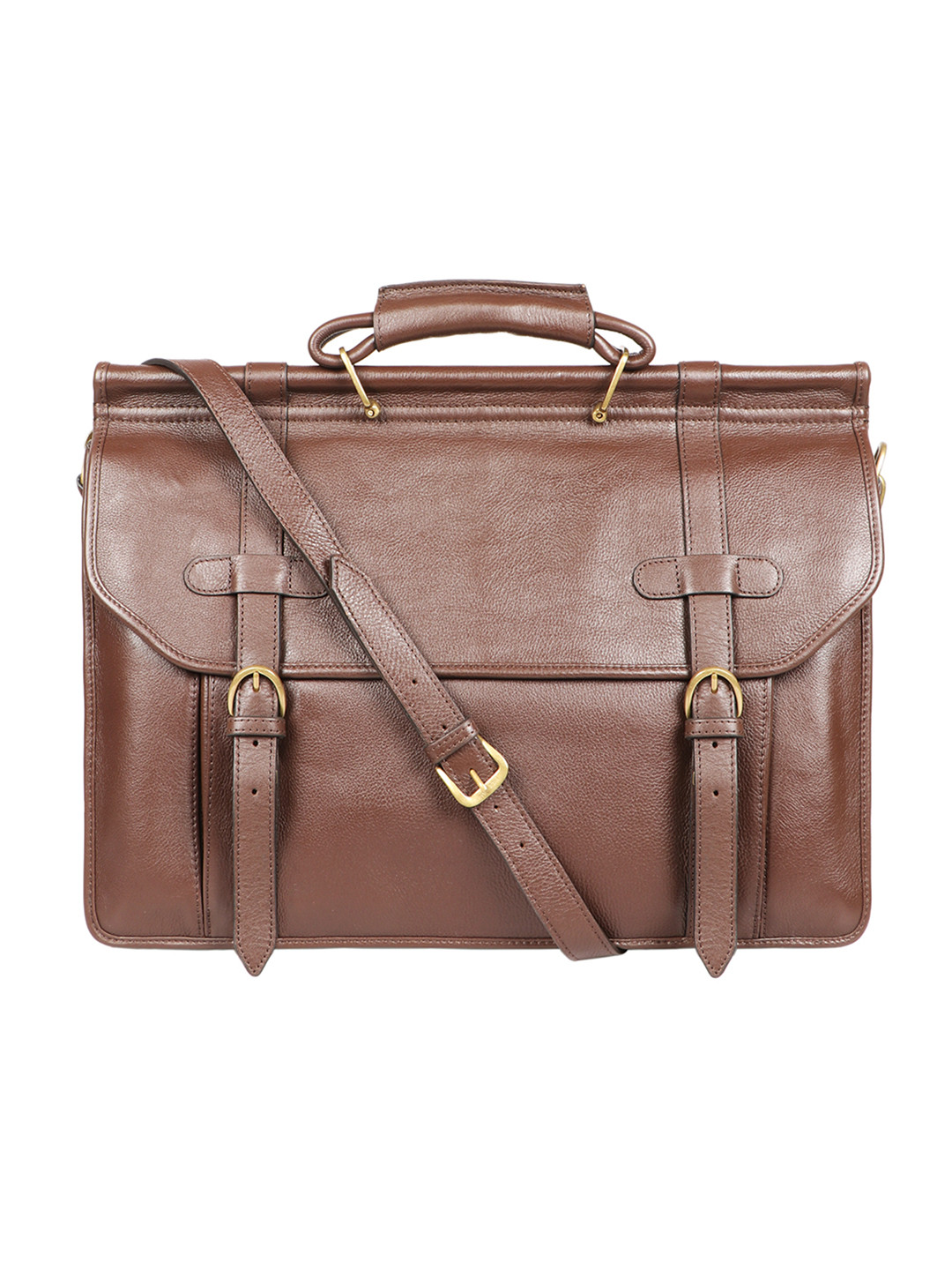 Hidesign Men Brown Solid Messenger Leather Bag
