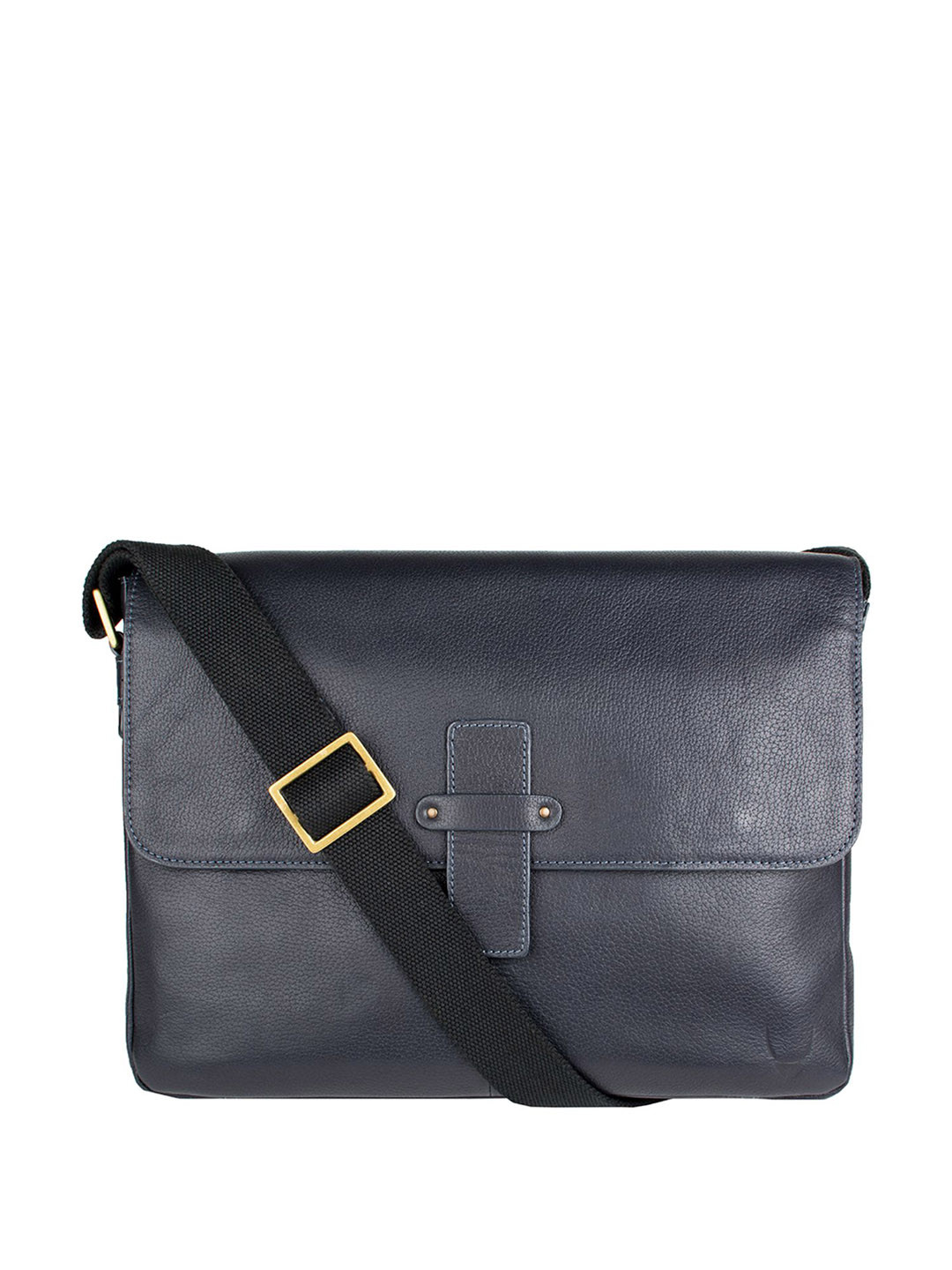 Hidesign Men Blue Solid Leather Laptop Bag