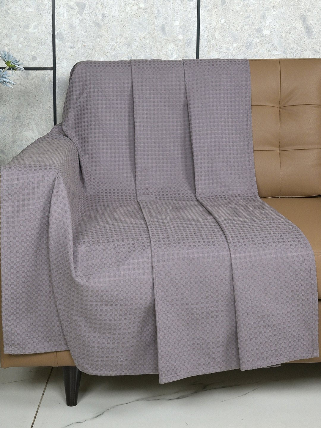 Saral Home Red Self-Designed Pure Cotton 3 Seater Sofa Throw