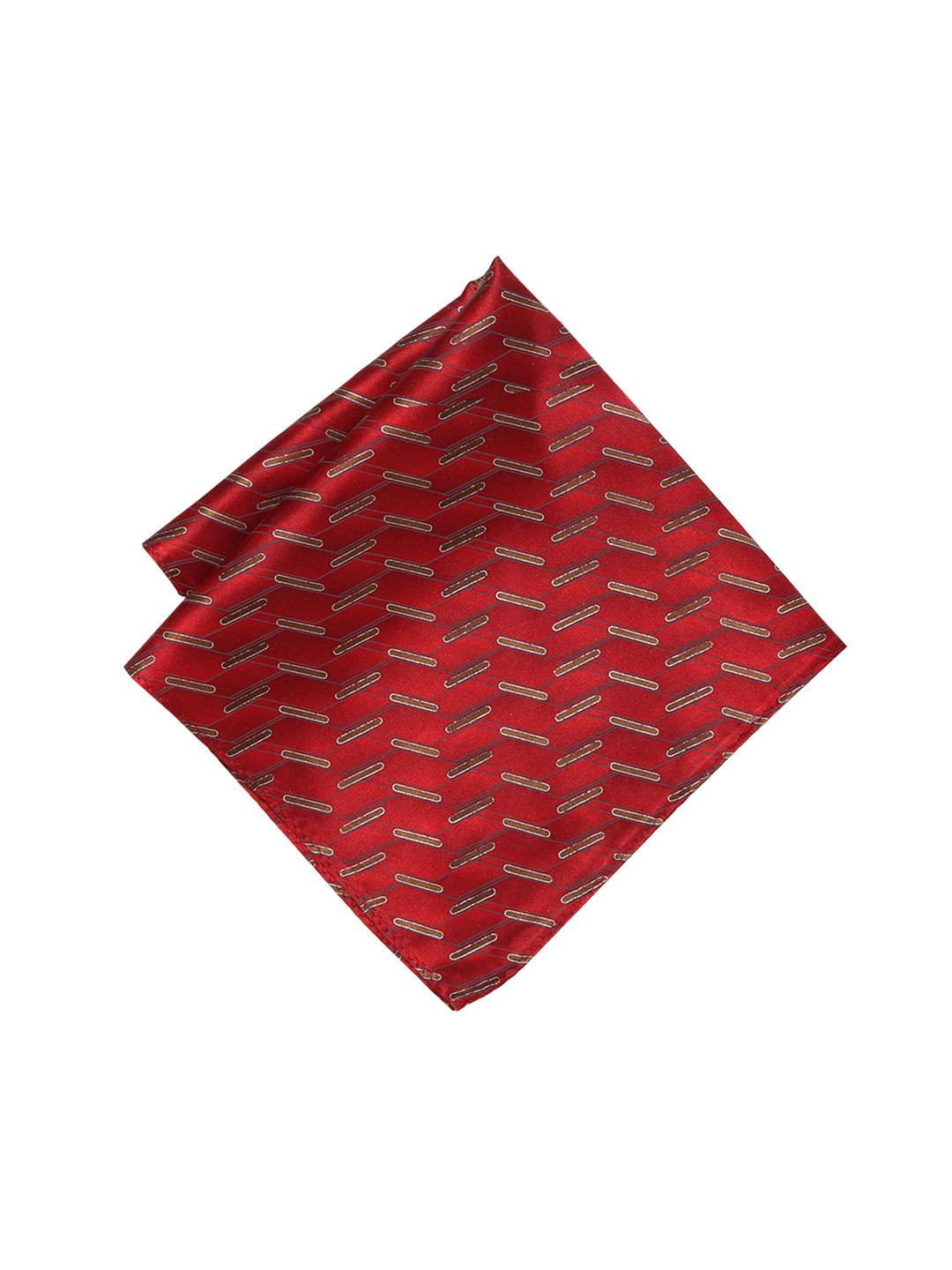 Peter England Men Red & Brown Printed Pure Silk Pocket Square