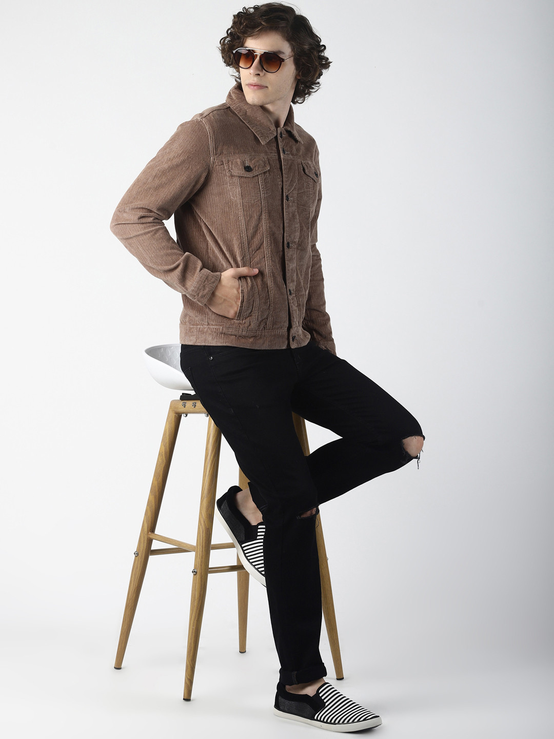 Buy Blue Saint Men Brown Solid Corduroy 