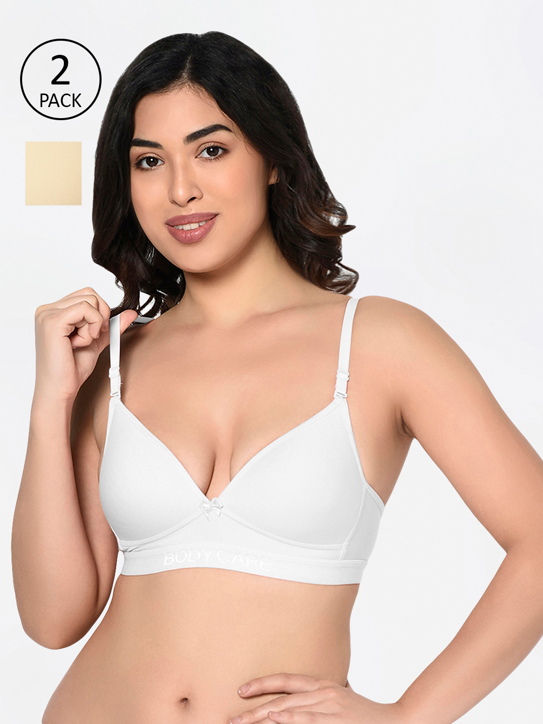 Bodycare Pack of 2 Assorted Non-Wired Heavily Padded Sports Bras E1606-SKINWHT-2PCS