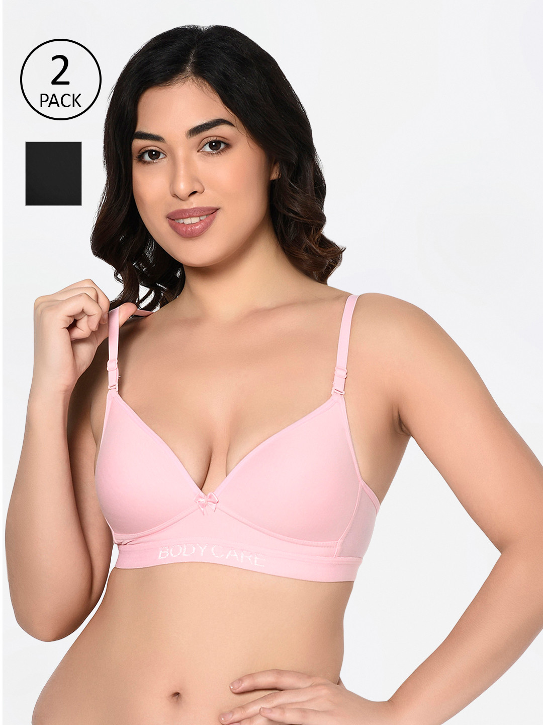 Bodycare Pack of 2 Assorted Non-Wired Heavily Padded Sports Bra E1606-PIBLK-2PCS