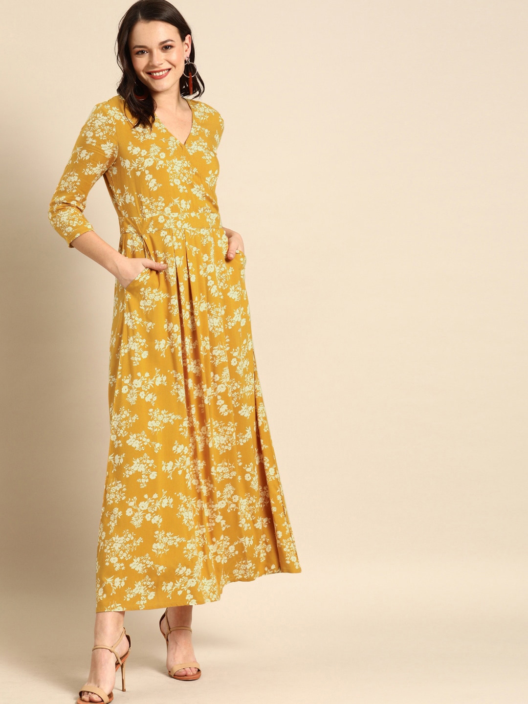 Yellow maxi clearance dress myntra
