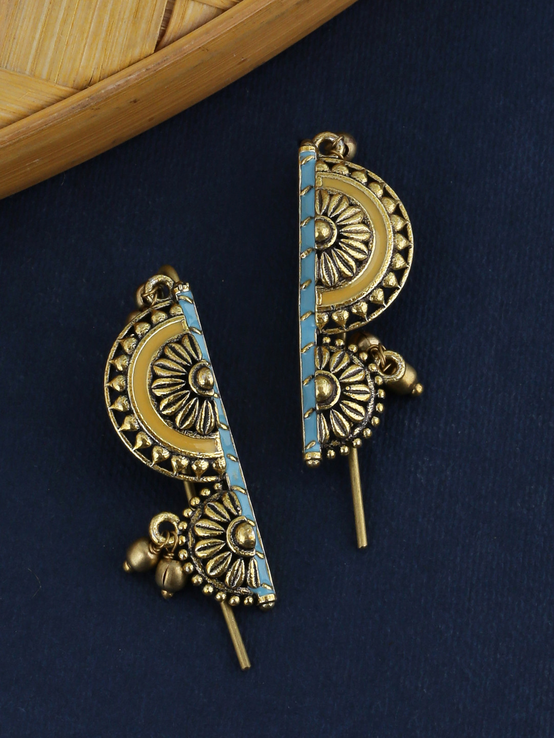 Gwalior Half Circles Gold Toned Earrings
