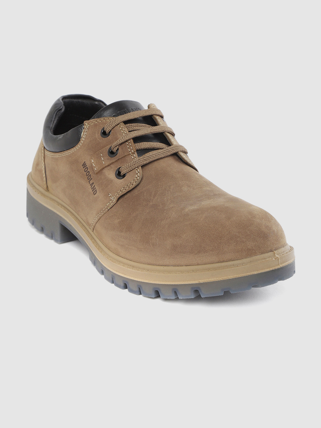 Woodland Men Khaki Nubuck Leather Derbys