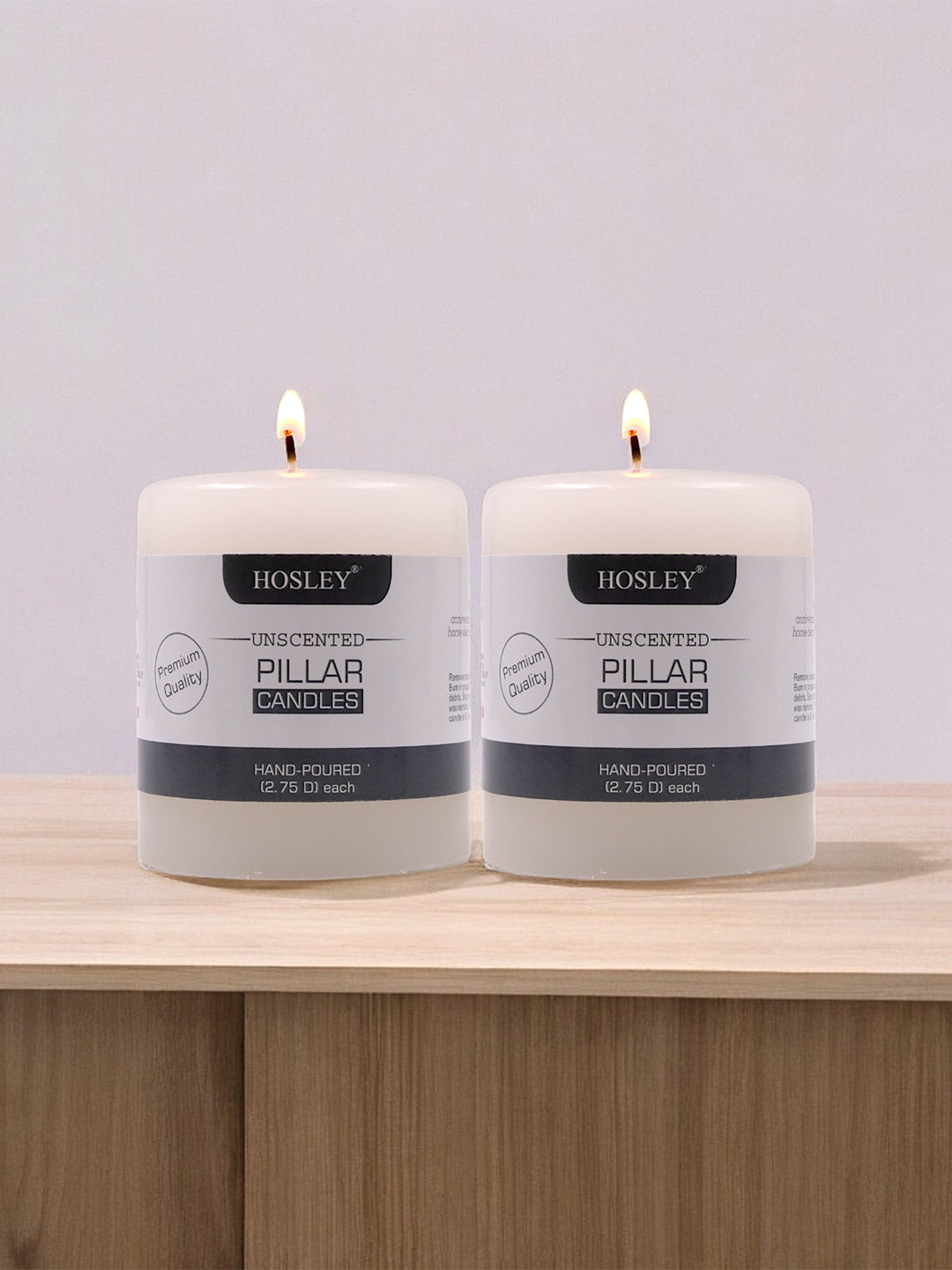 HOSLEY 2Pcs Smokeless 1 Wick Solid Geometric Regular Pillar Candles