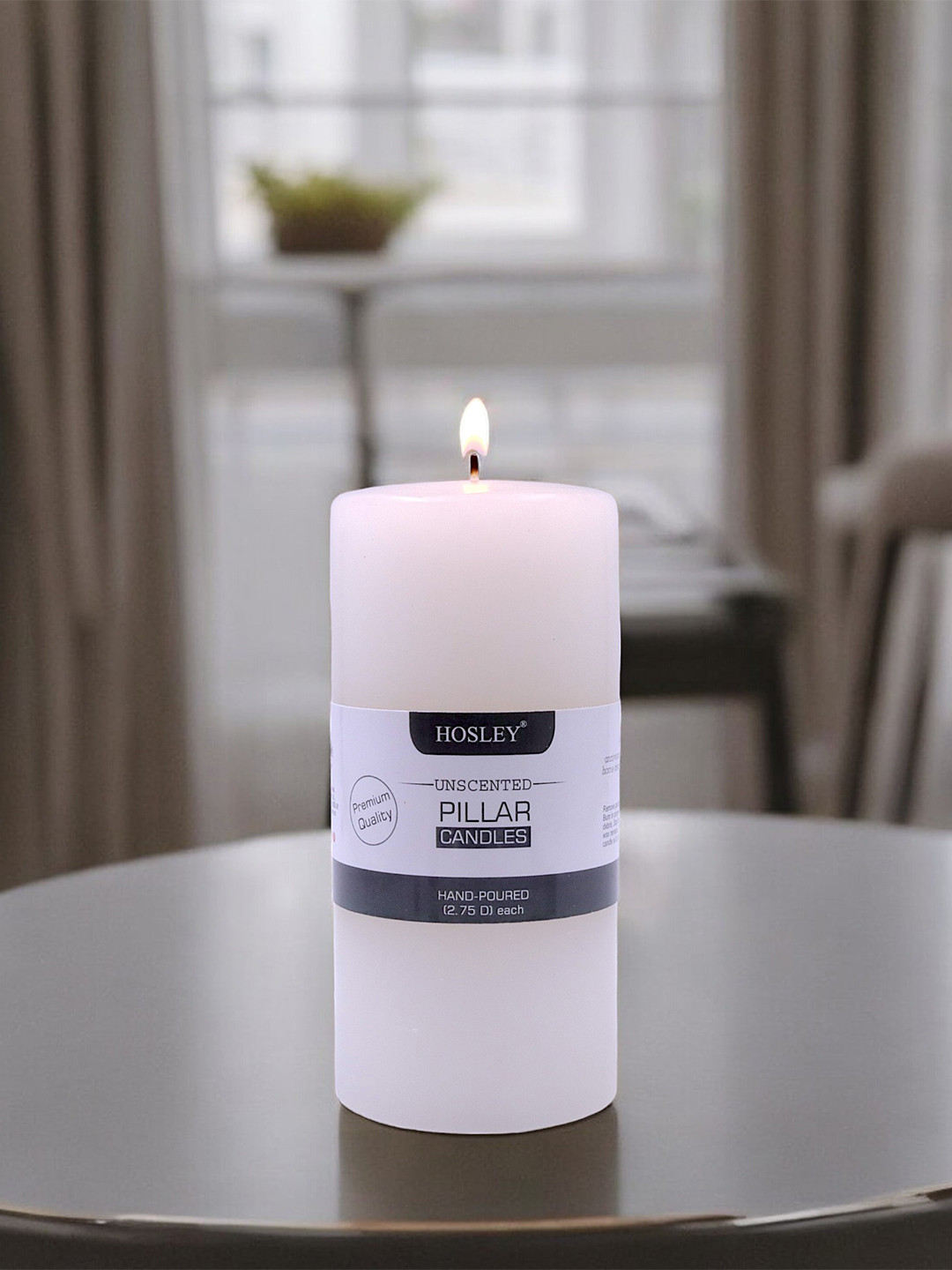 HOSLEY Smokeless 1 Wick Solid Geometric Regular Pillar Candles