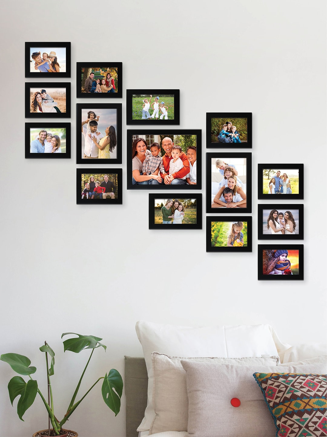 RANDOM Set of 15 Black Solid Synthetic Collage Photo Frames