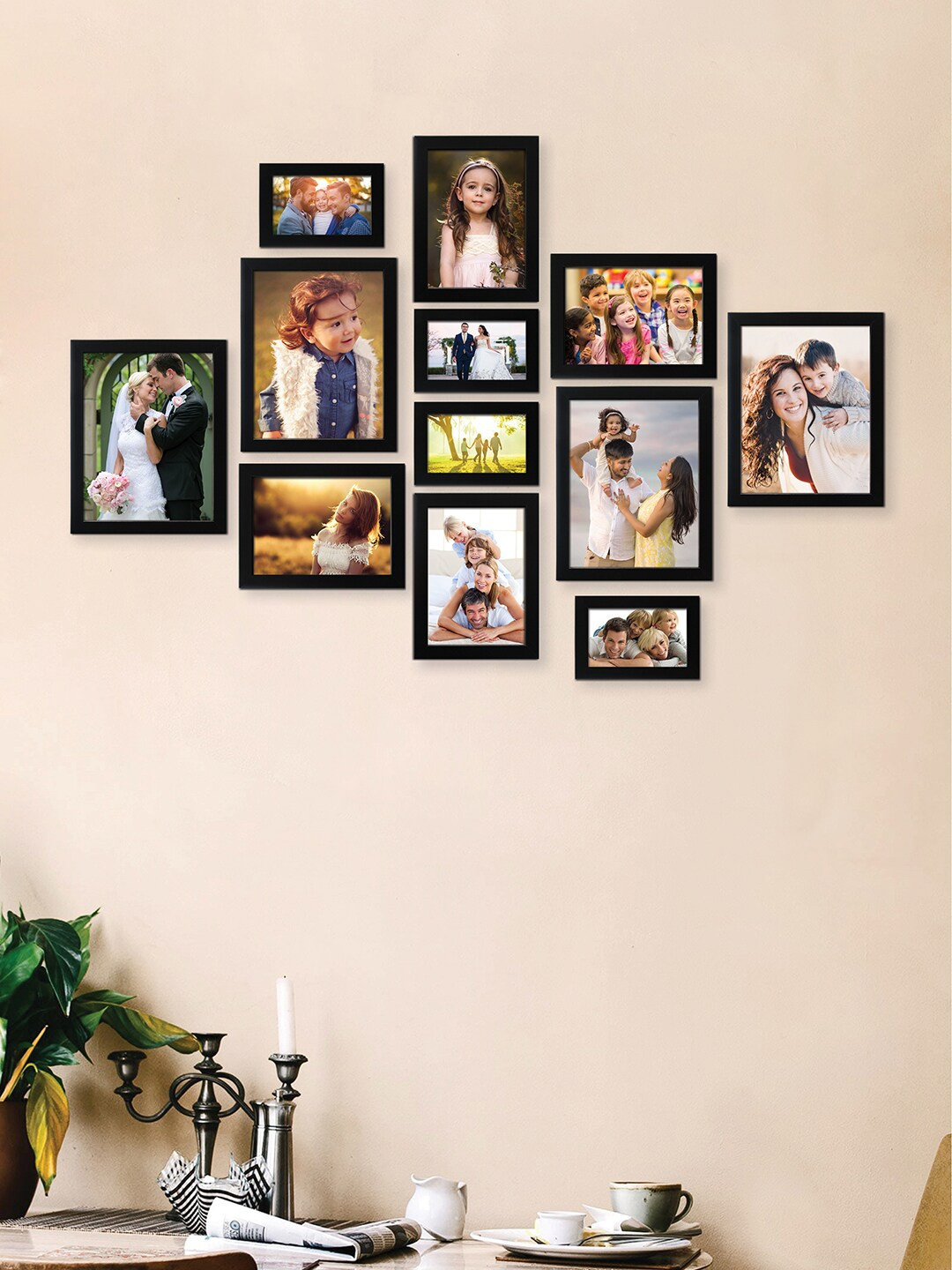 RANDOM Set of 12 Black Solid Synthetic Collage Photo Frames