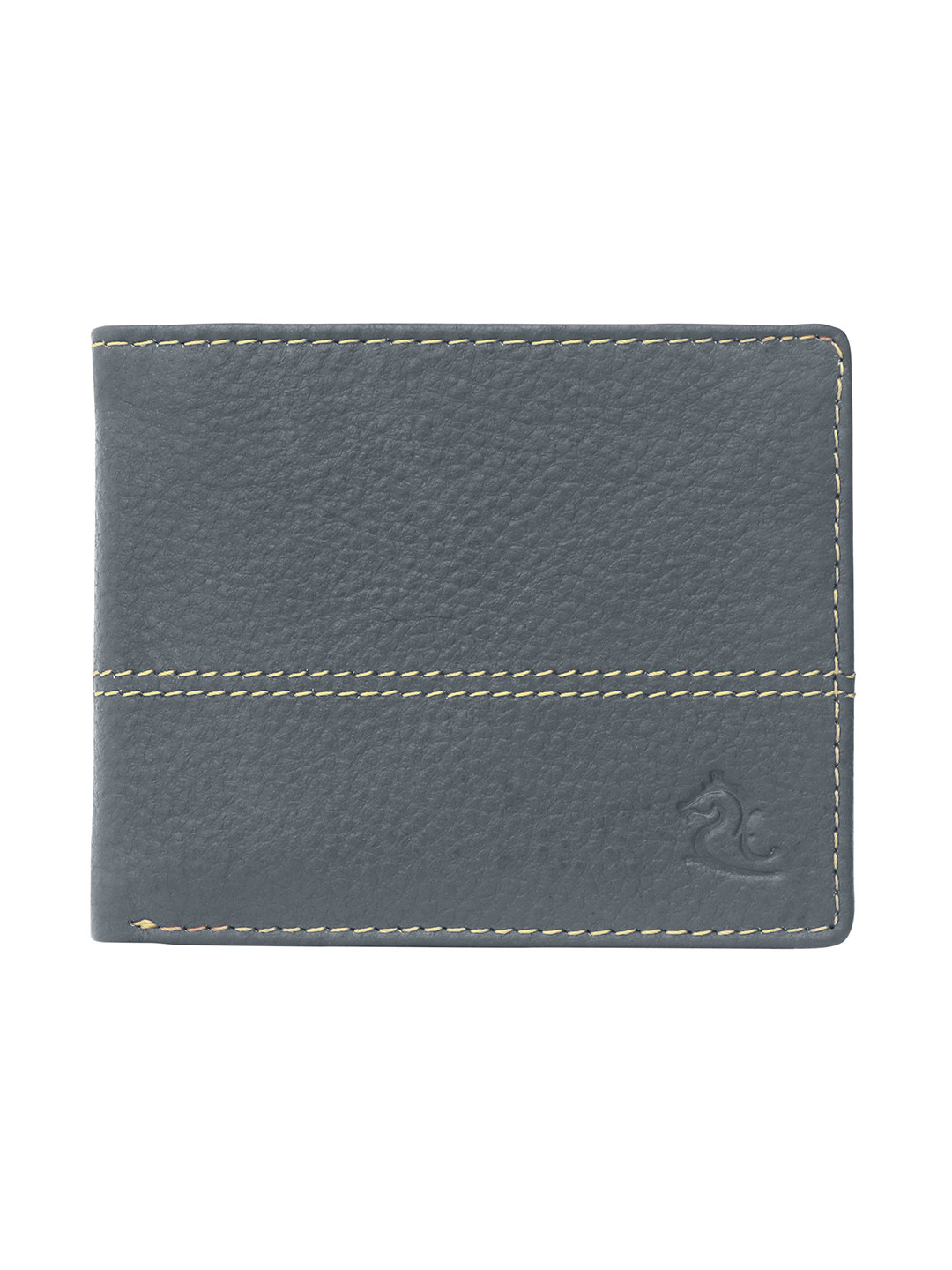 Kara Men Navy Blue Solid Leather Two Fold Wallet