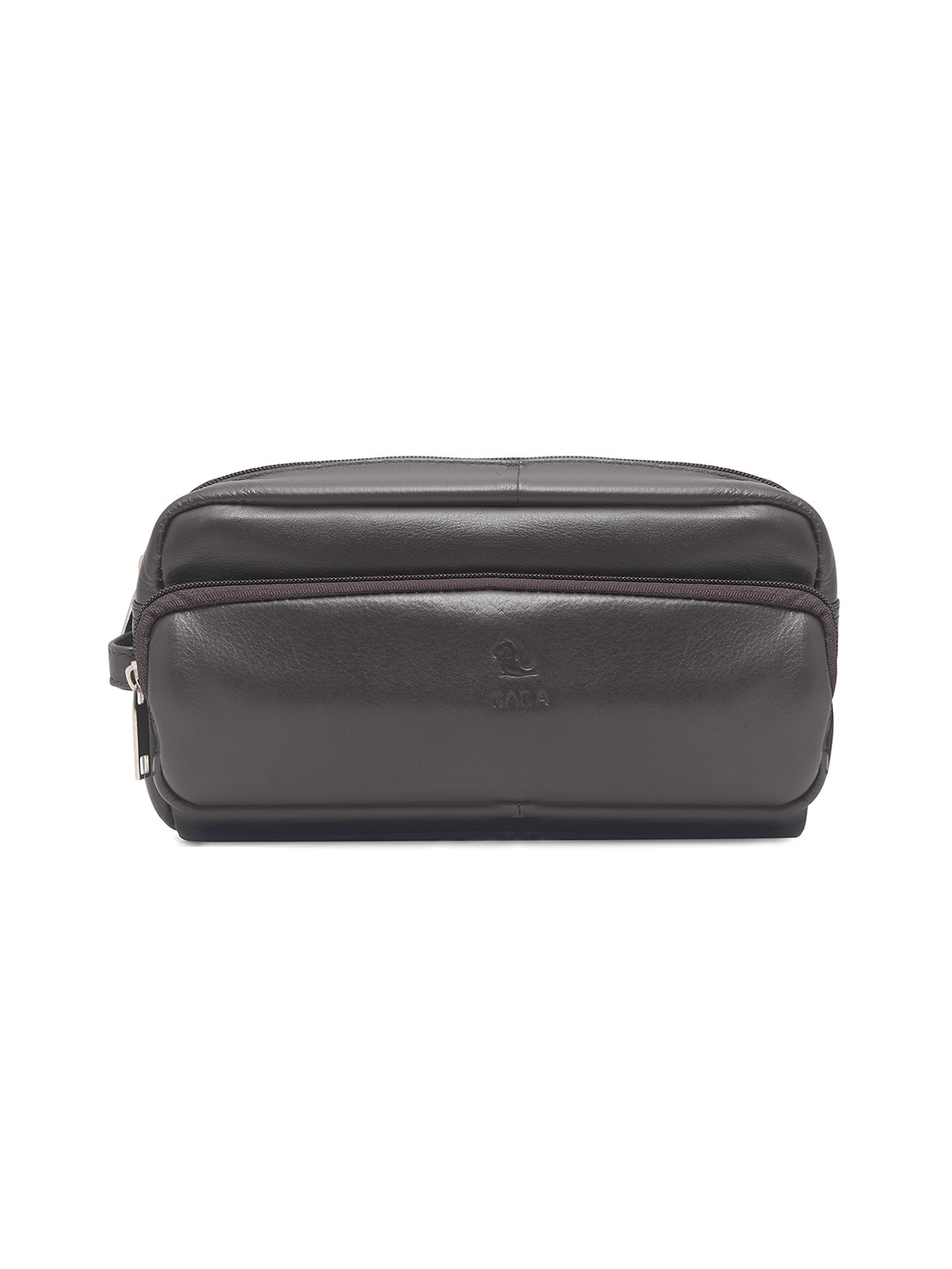 Kara Unisex Brown Leather Toiletry Kit